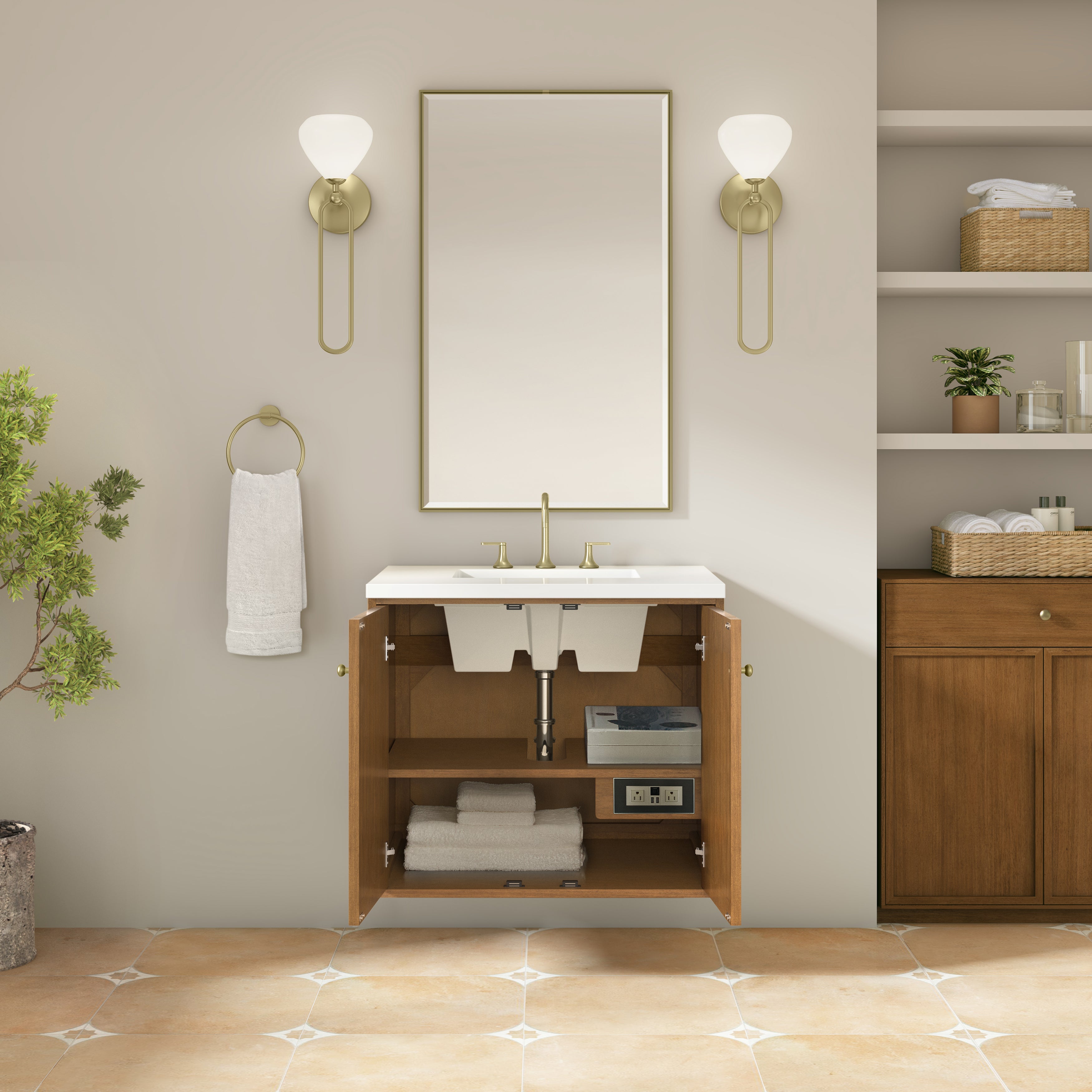 James Martin Laurent 30" Single Vanity in Honey Oak with 3cm Countertop