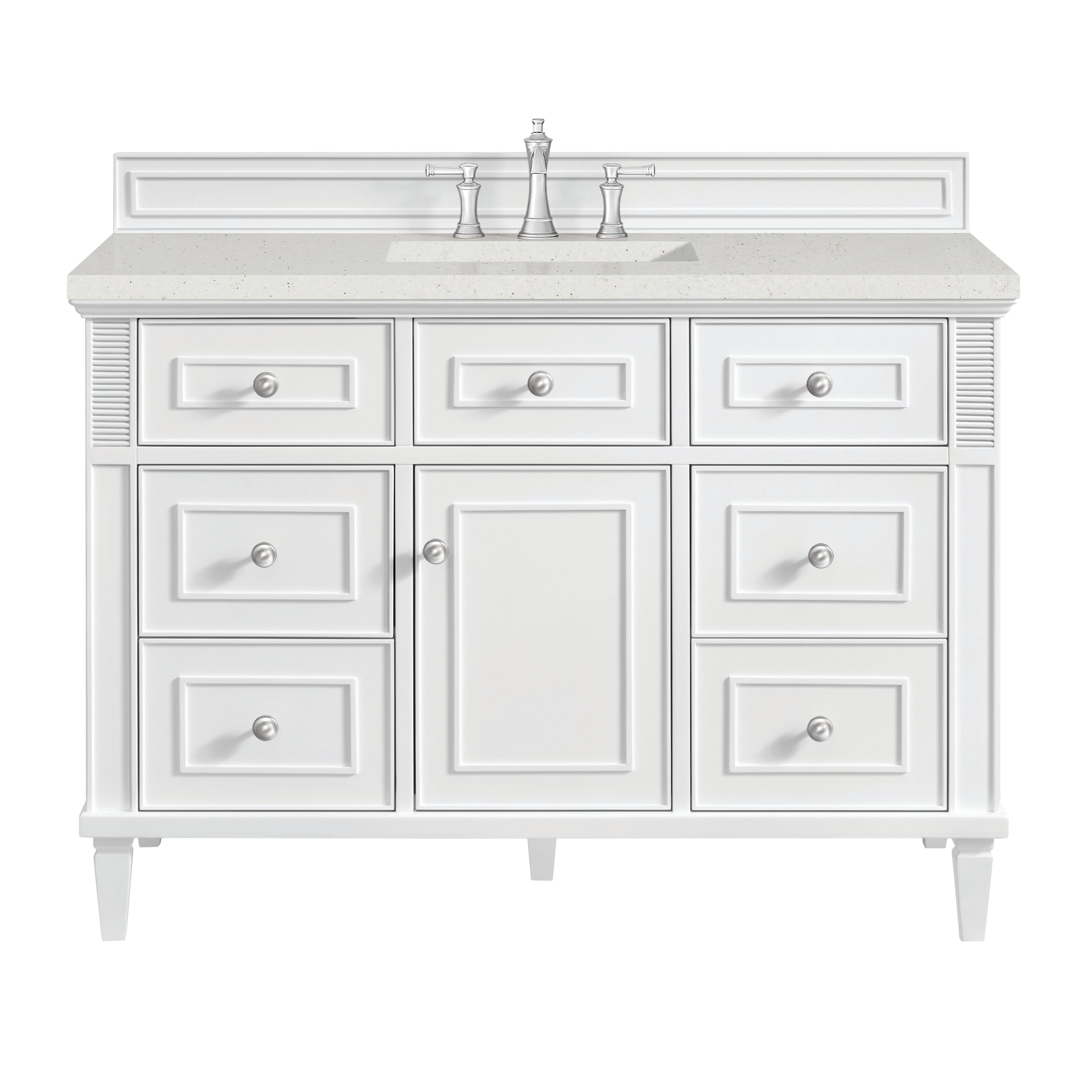 James Martin Lorelai 48" Single Vanity in Bright White with 3cm Countertop