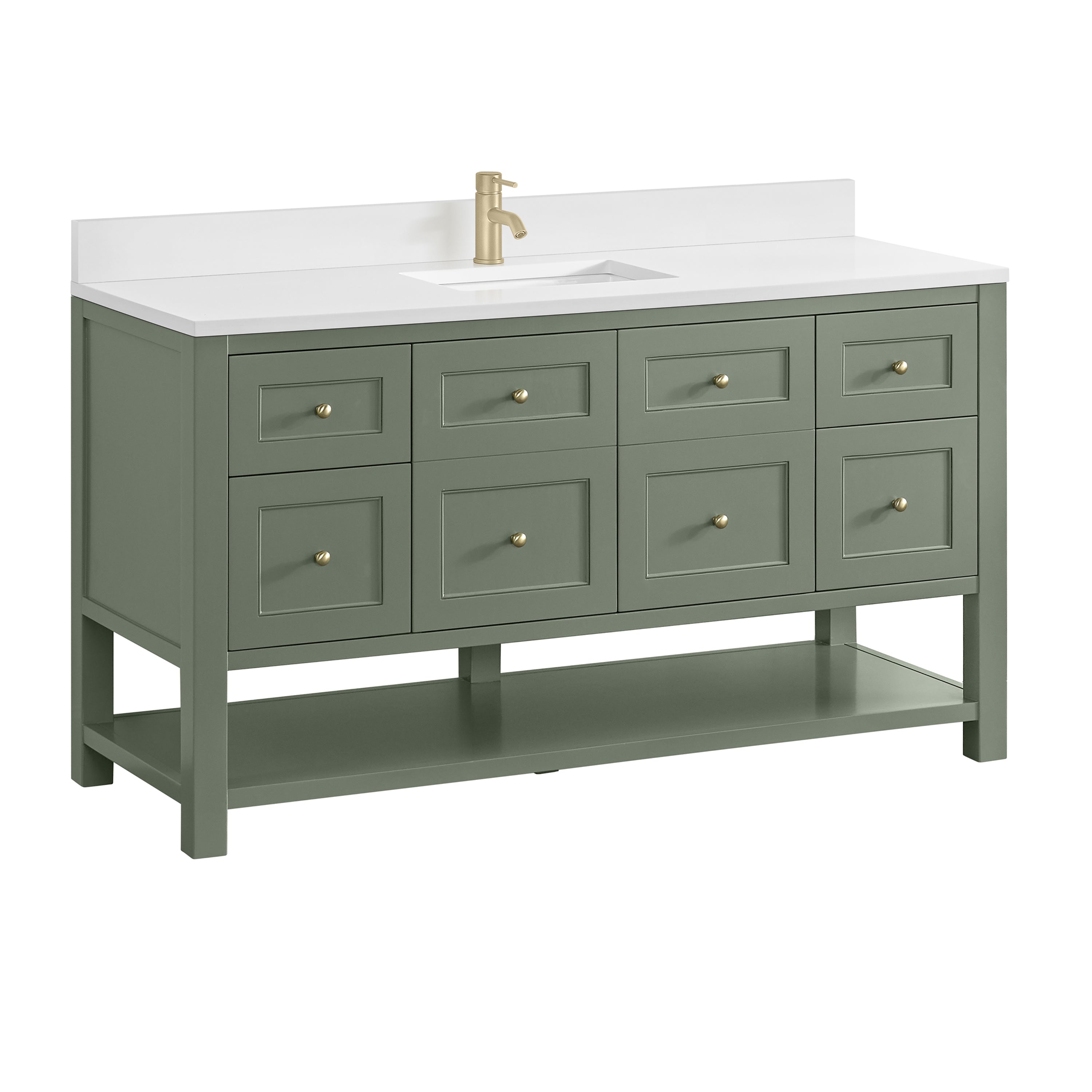James Martin Breckenridge 60" Single Vanity in Smokey Celadon with 3cm Countertop