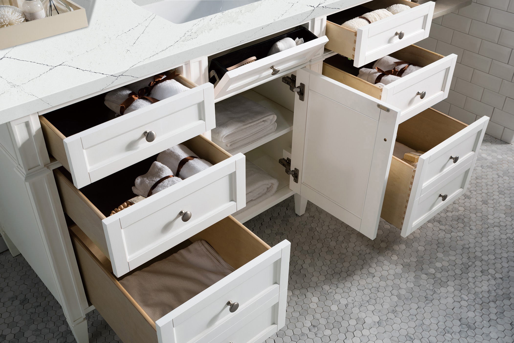 James Martin Brittany 60" Single Vanity in Bright White with 3cm Countertop