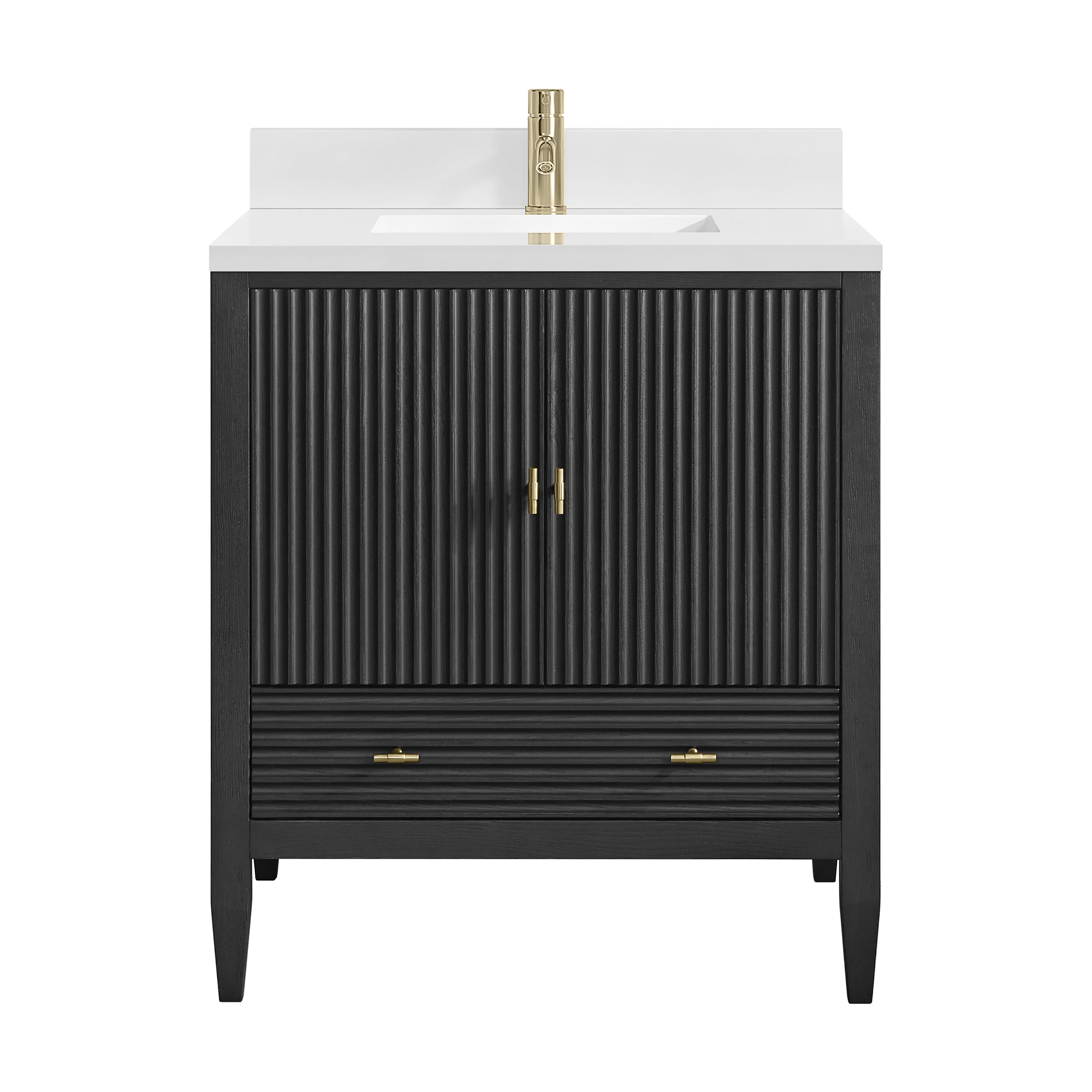 James Martin Myrrin 30" Single Vanity in Carbon Oak with 3cm Countertop