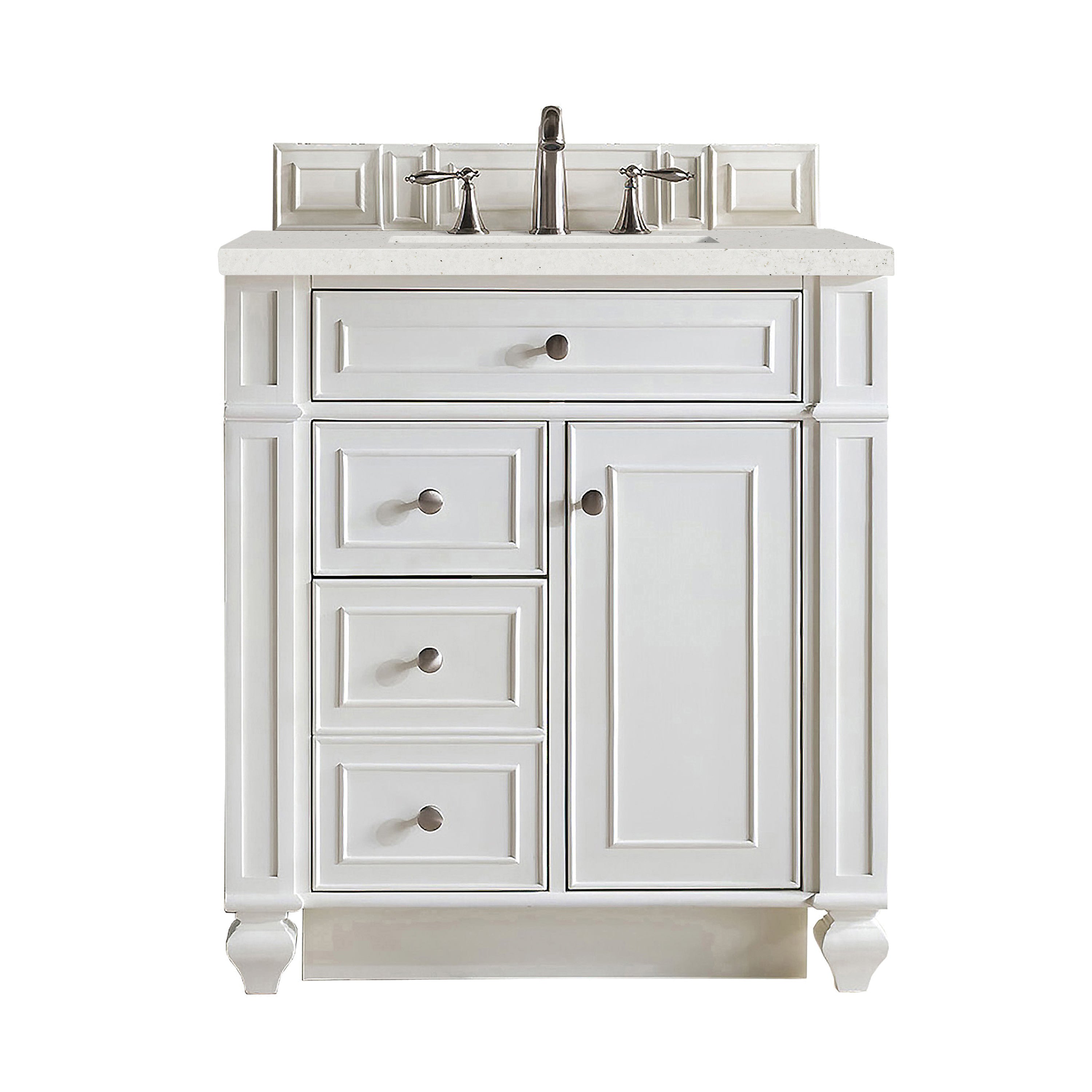 James Martin Bristol 30" Single Vanity in Bright White with 3cm Countertop