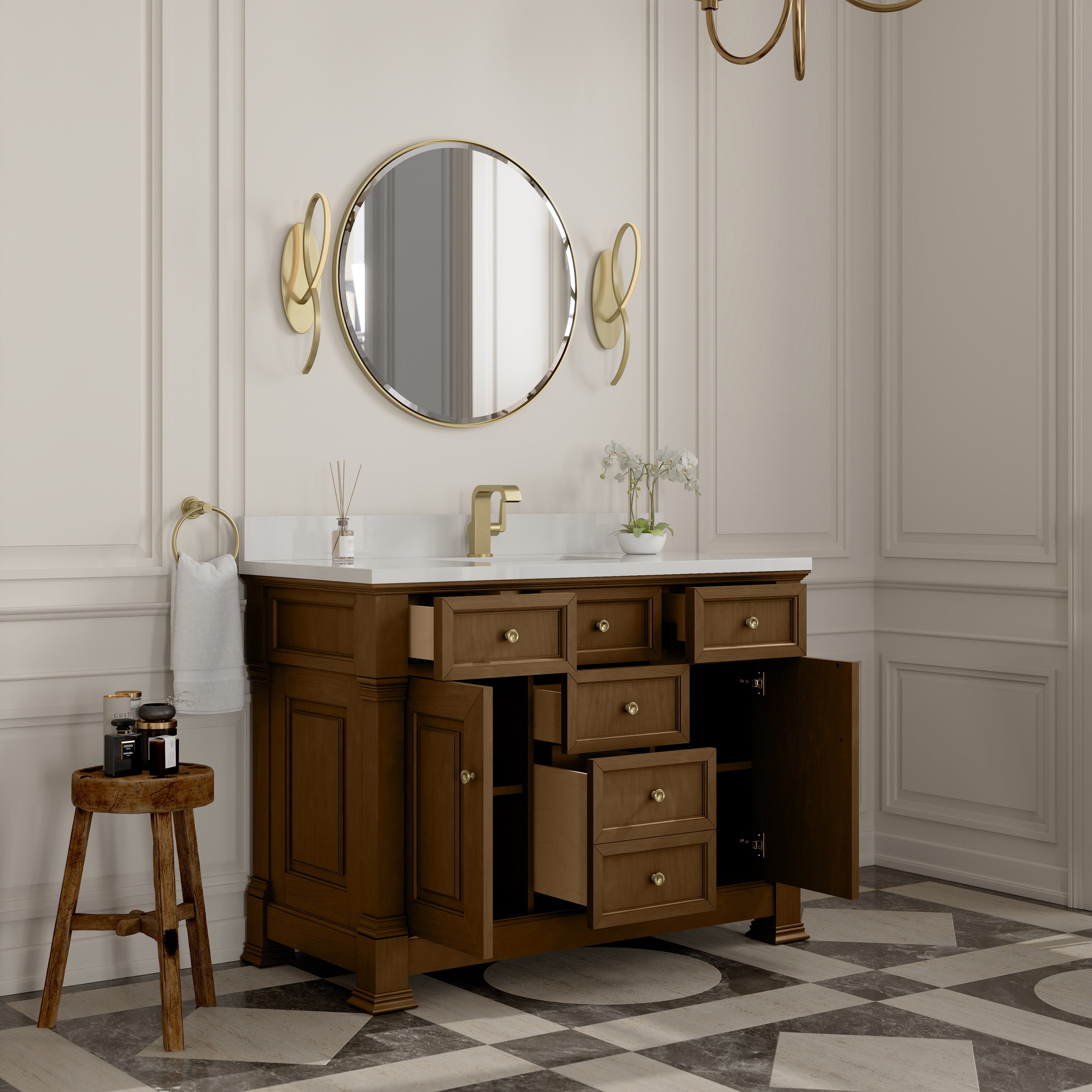 James Martin Brookfield 48" Single Vanity in Honey Oak with 3cm Countertop
