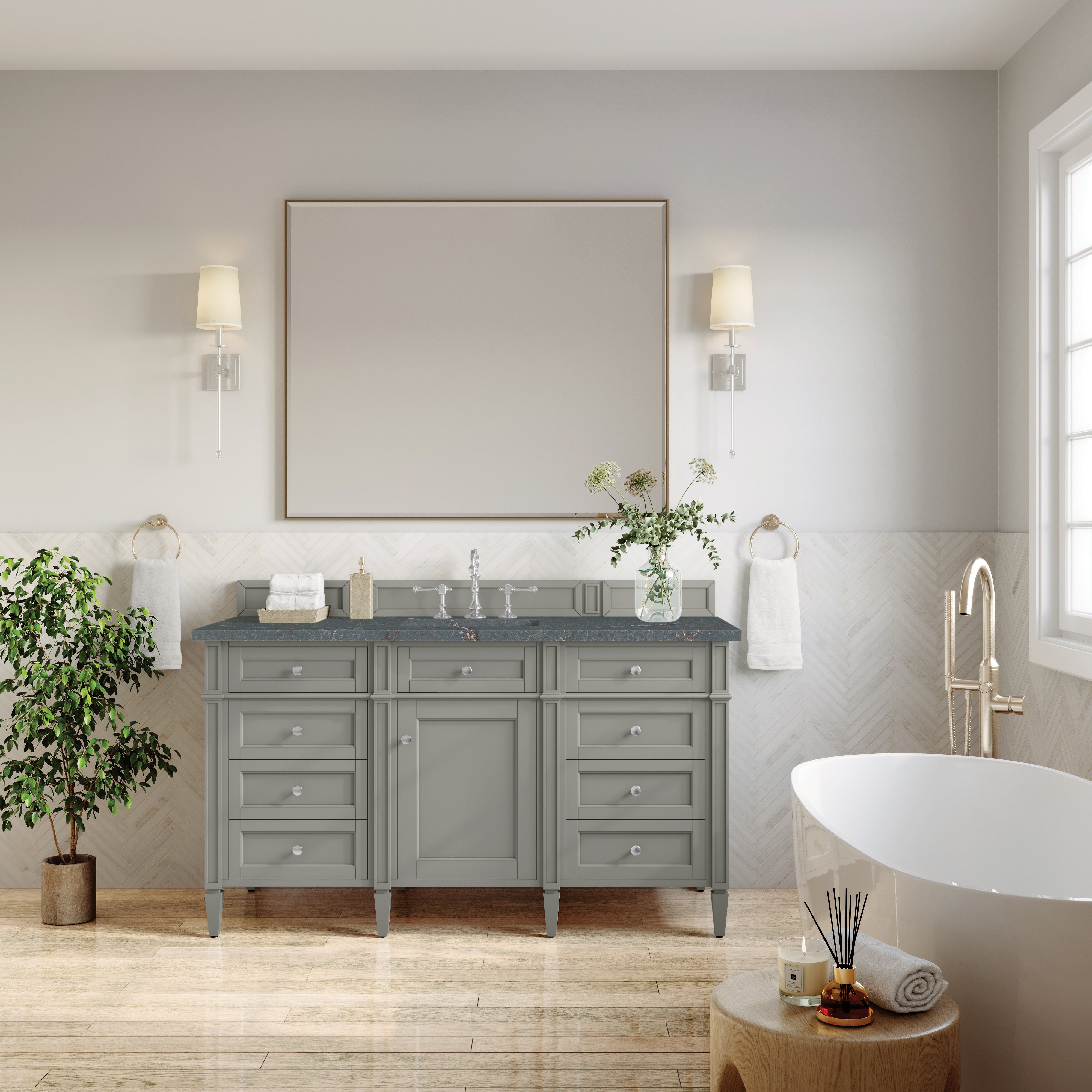 James Martin Brittany 60" Single Vanity in Urban Gray with 3cm Countertop