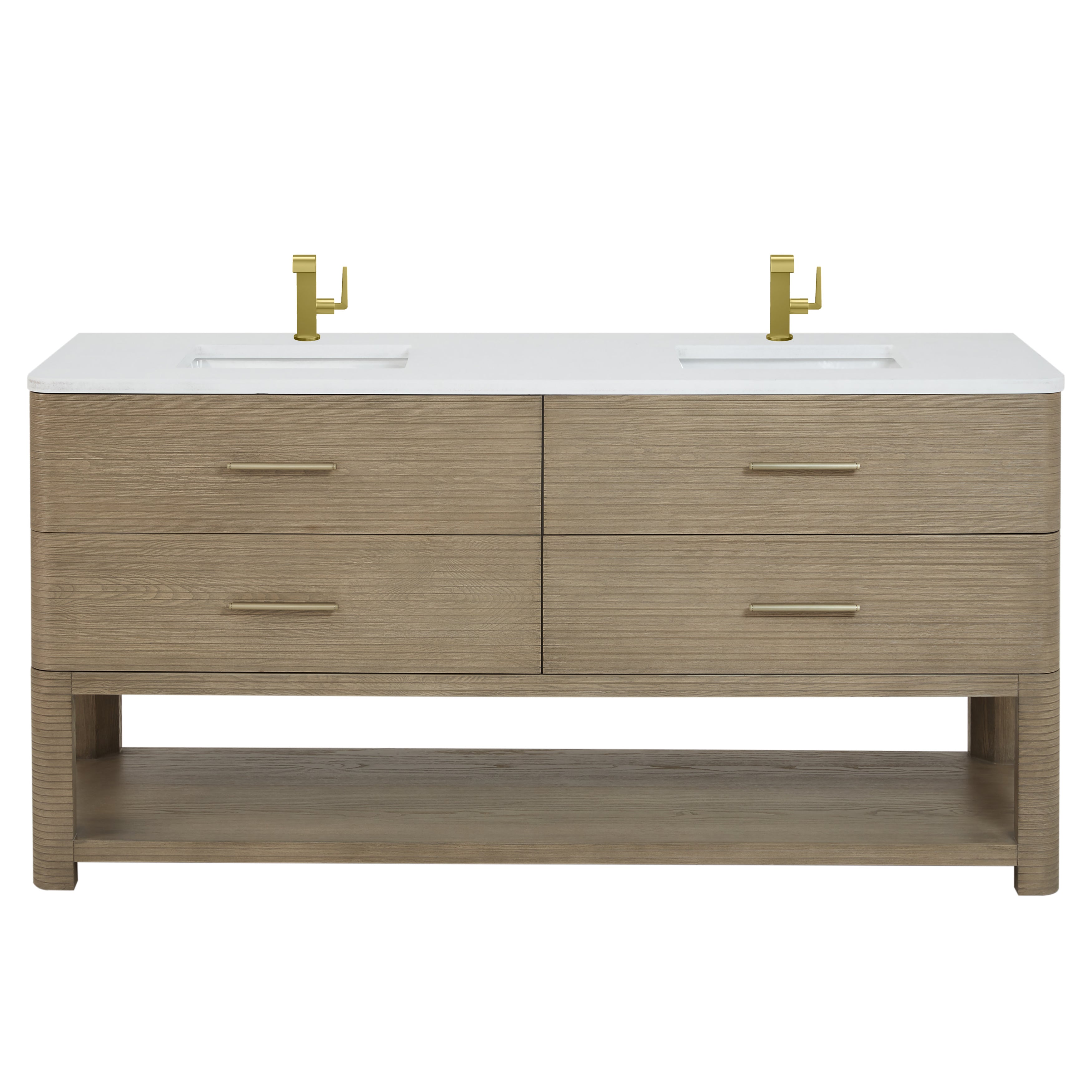 James Martin Lucian 72" Double Vanity in Pebble Oak with 3cm Countertop