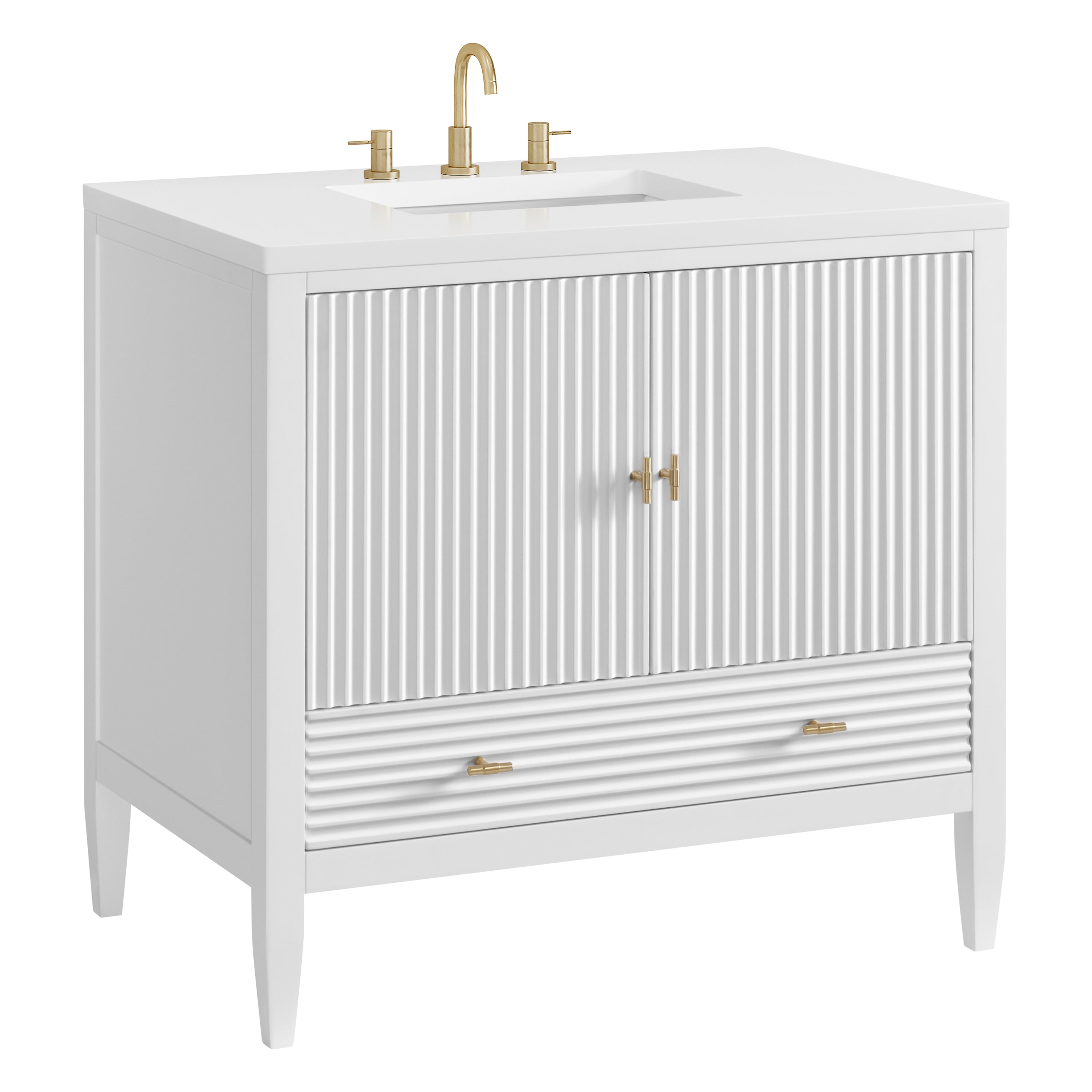 James Martin Myrrin 36" Vanity in Bright White with 3cm Countertop
