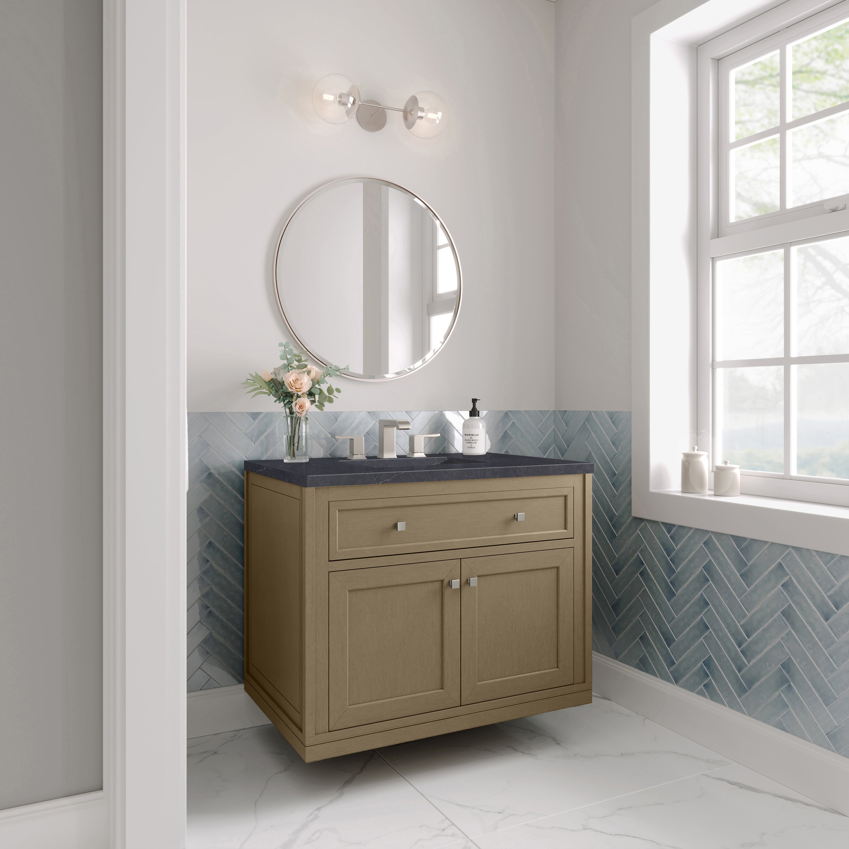 James Martin Chicago 36" Single Vanity in Walnut Whisper with 3cm Countertop