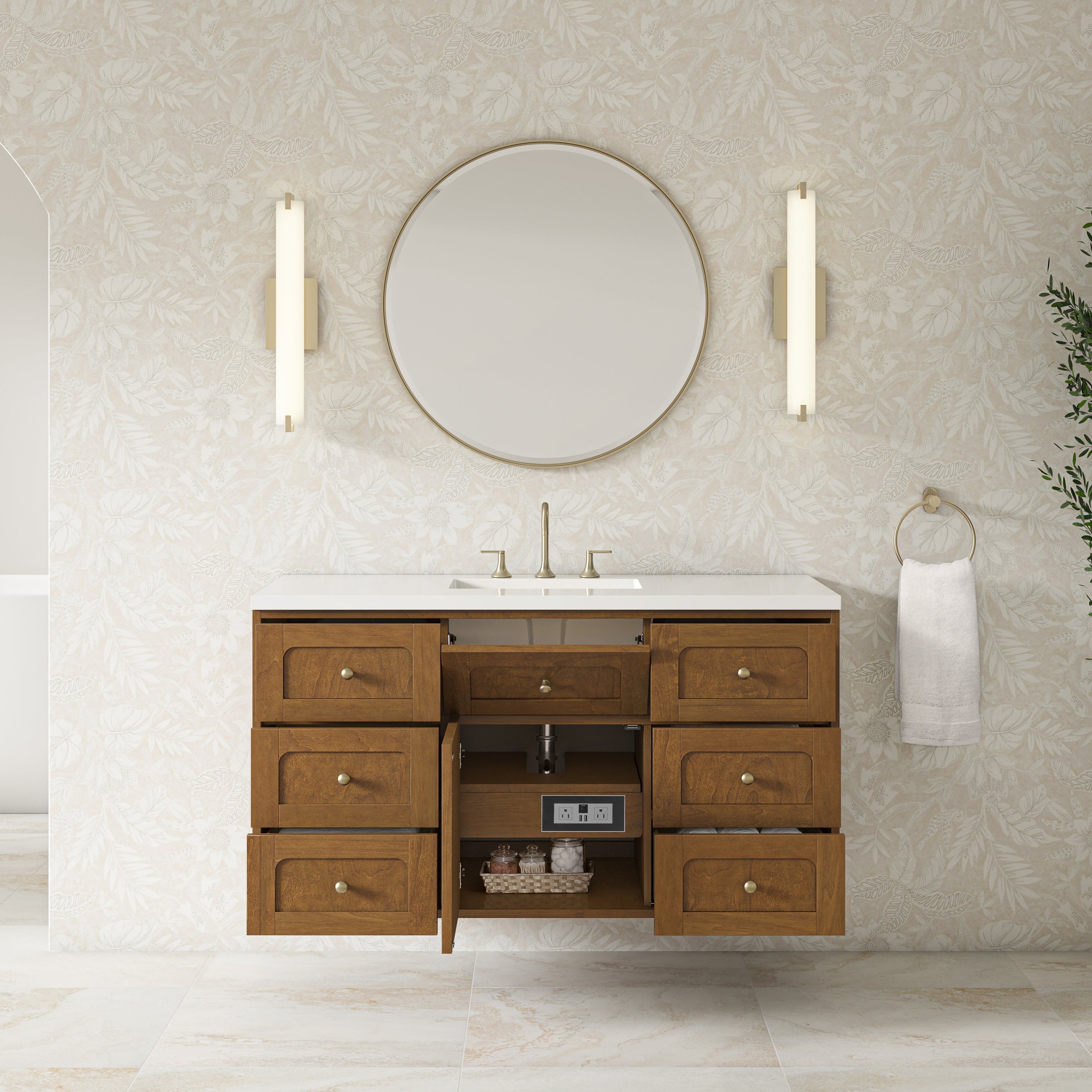 James Martin Laurent 48" Single Vanity in Honey Oak with 3cm Countertop