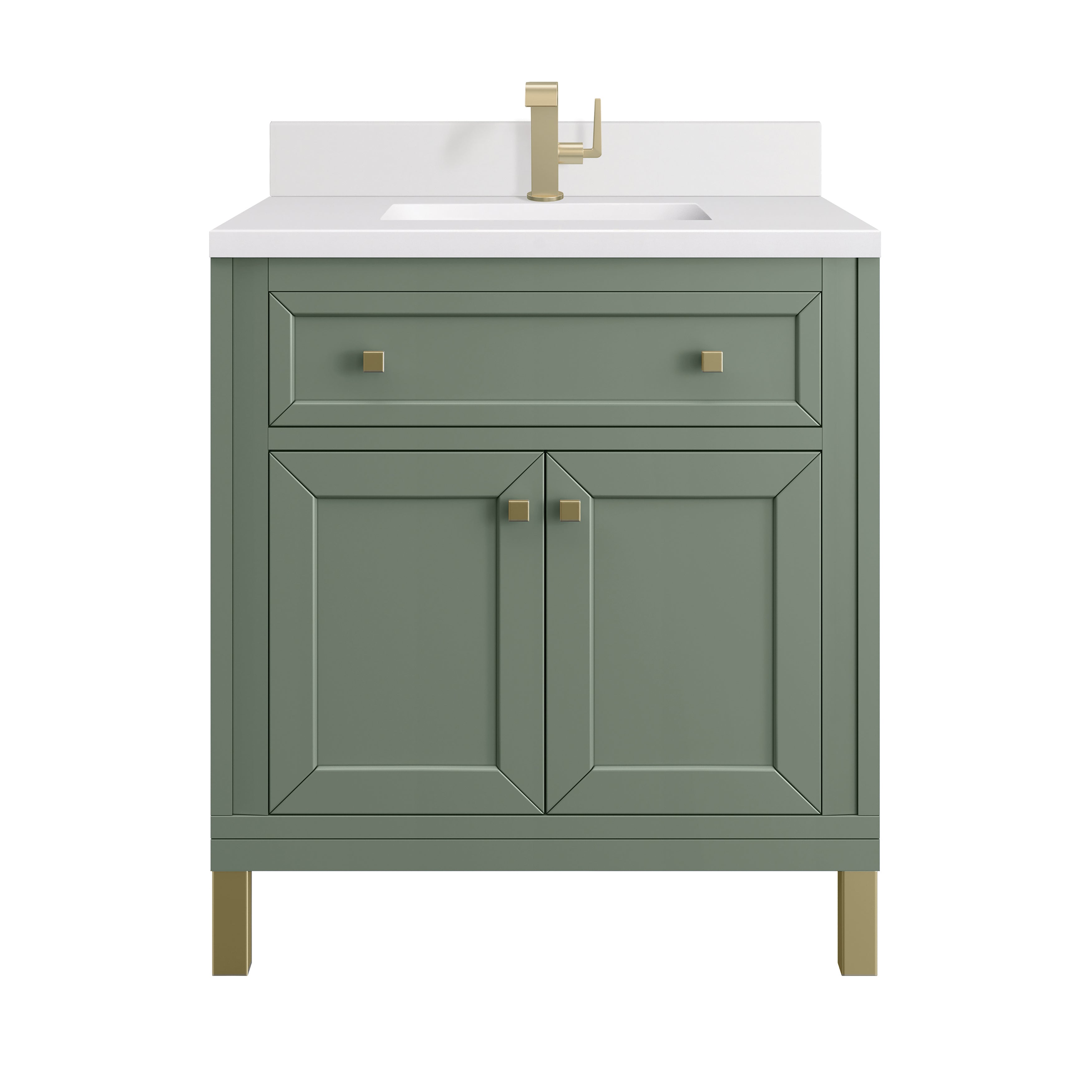 James Martin Chicago 30" Single Vanity in Smokey Celadon with 3cm Countertop