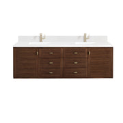 James Martin Amberly 72" Double Vanity in Mid-Century Walnut with 3cm Countertop