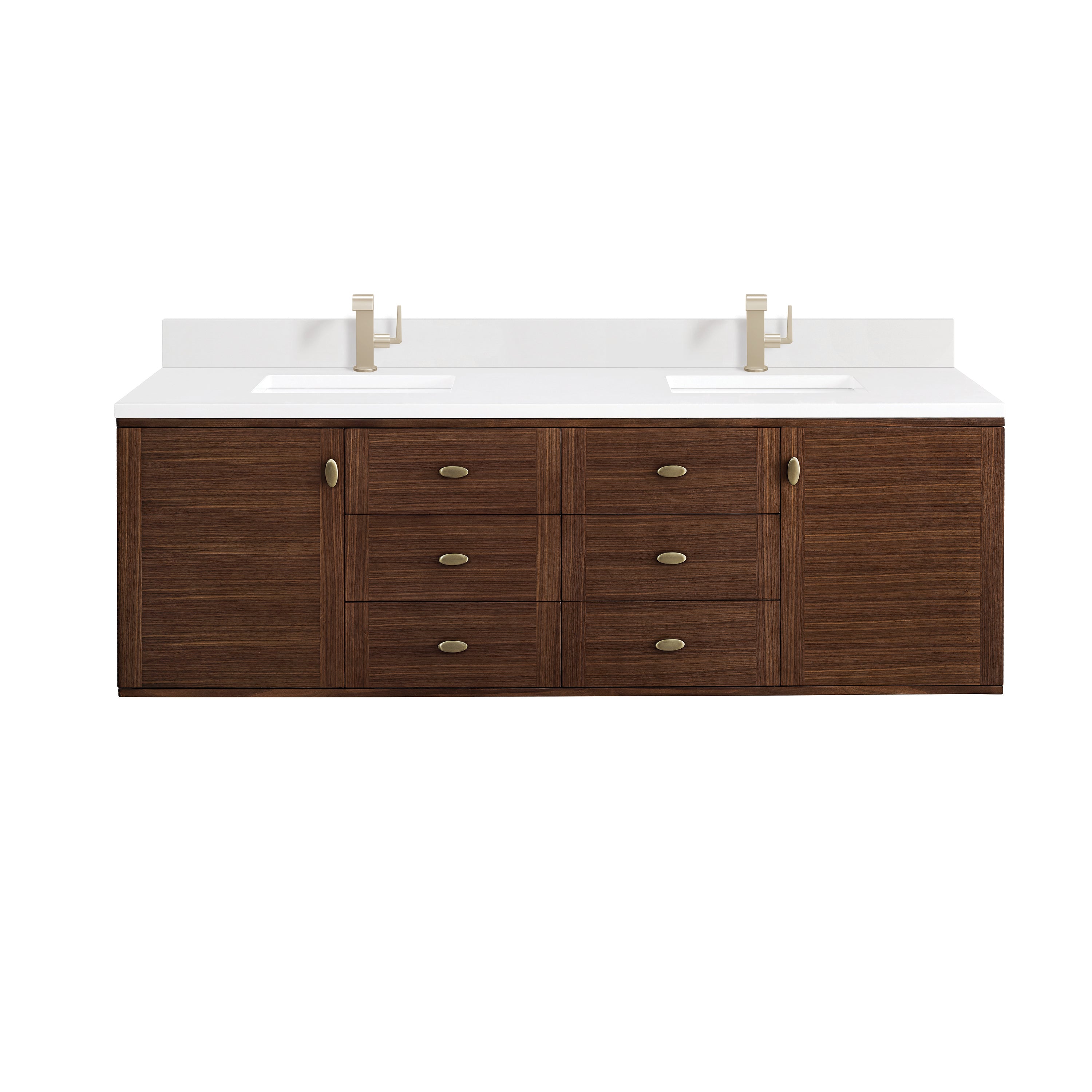James Martin Amberly 72" Double Vanity in Mid-Century Walnut with 3cm Countertop