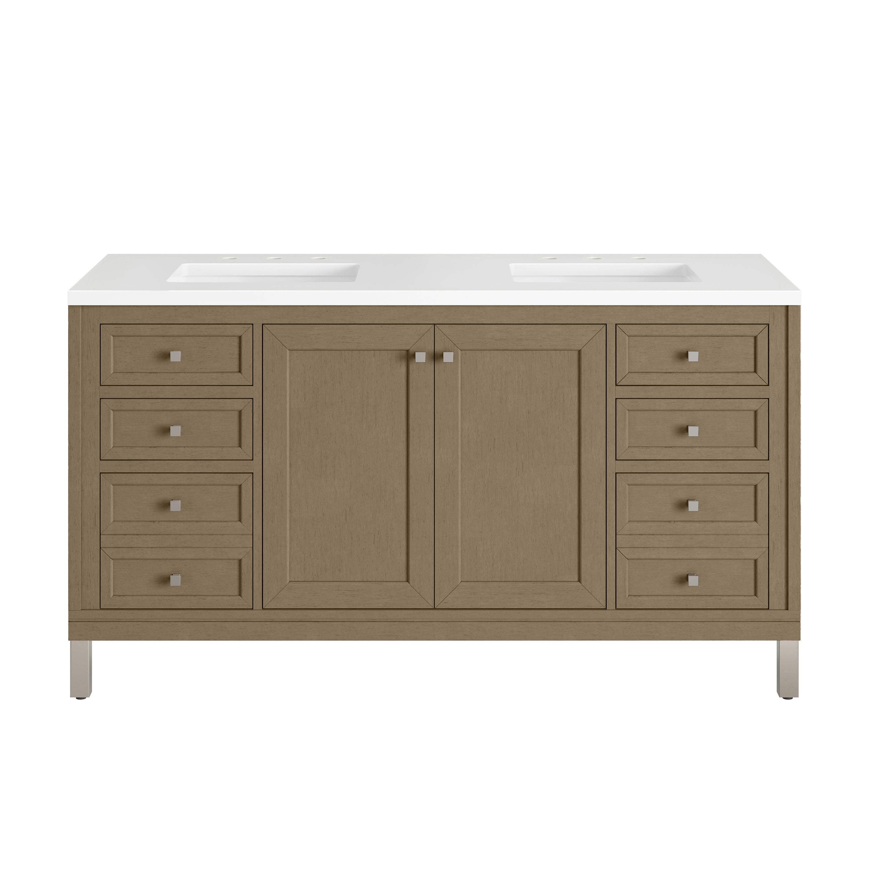 James Martin Chicago 60" Double Vanity in Walnut Whisper with 3cm Countertop