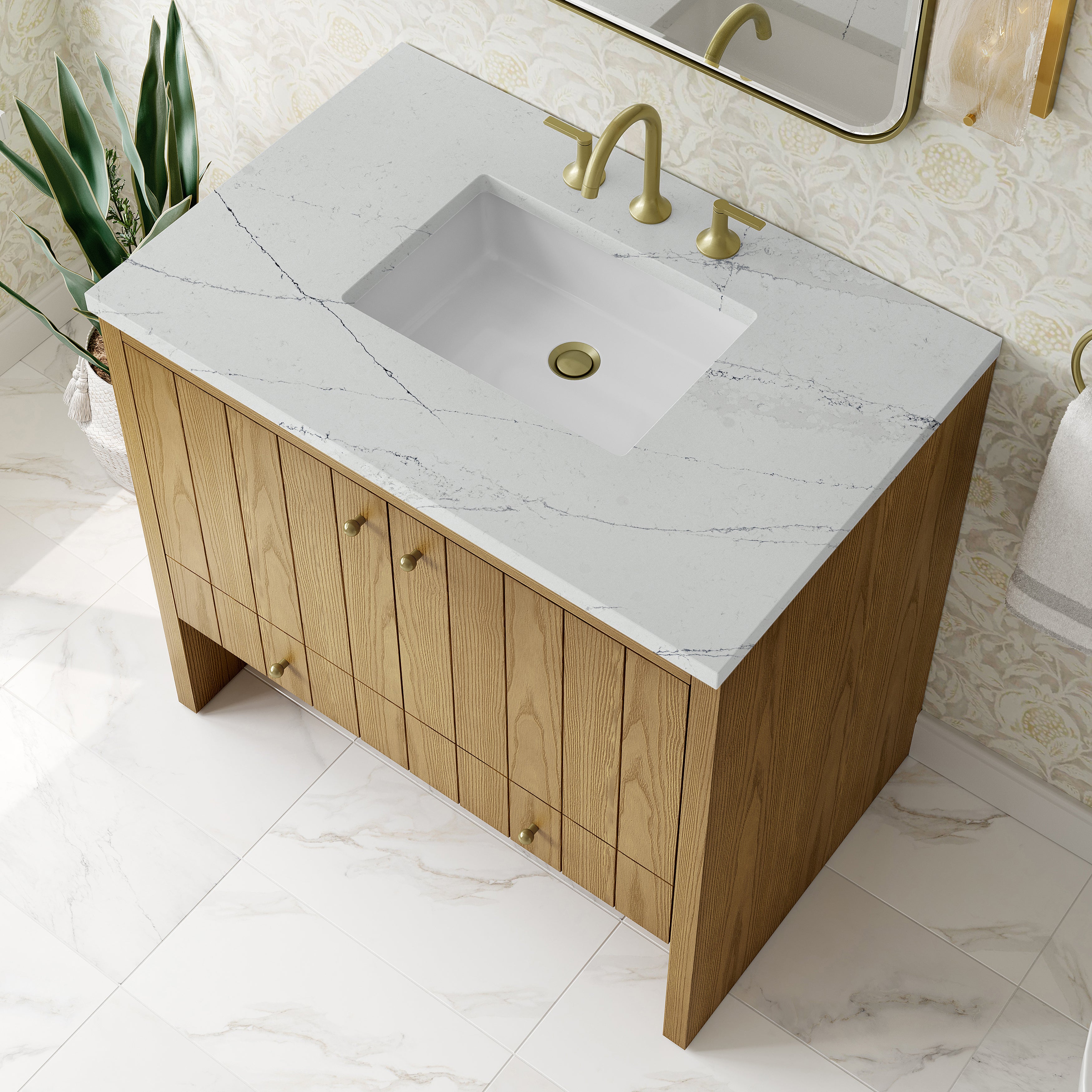 James Martin Hudson 36" Single Vanity in Light Natural Oak with 3cm Countertop