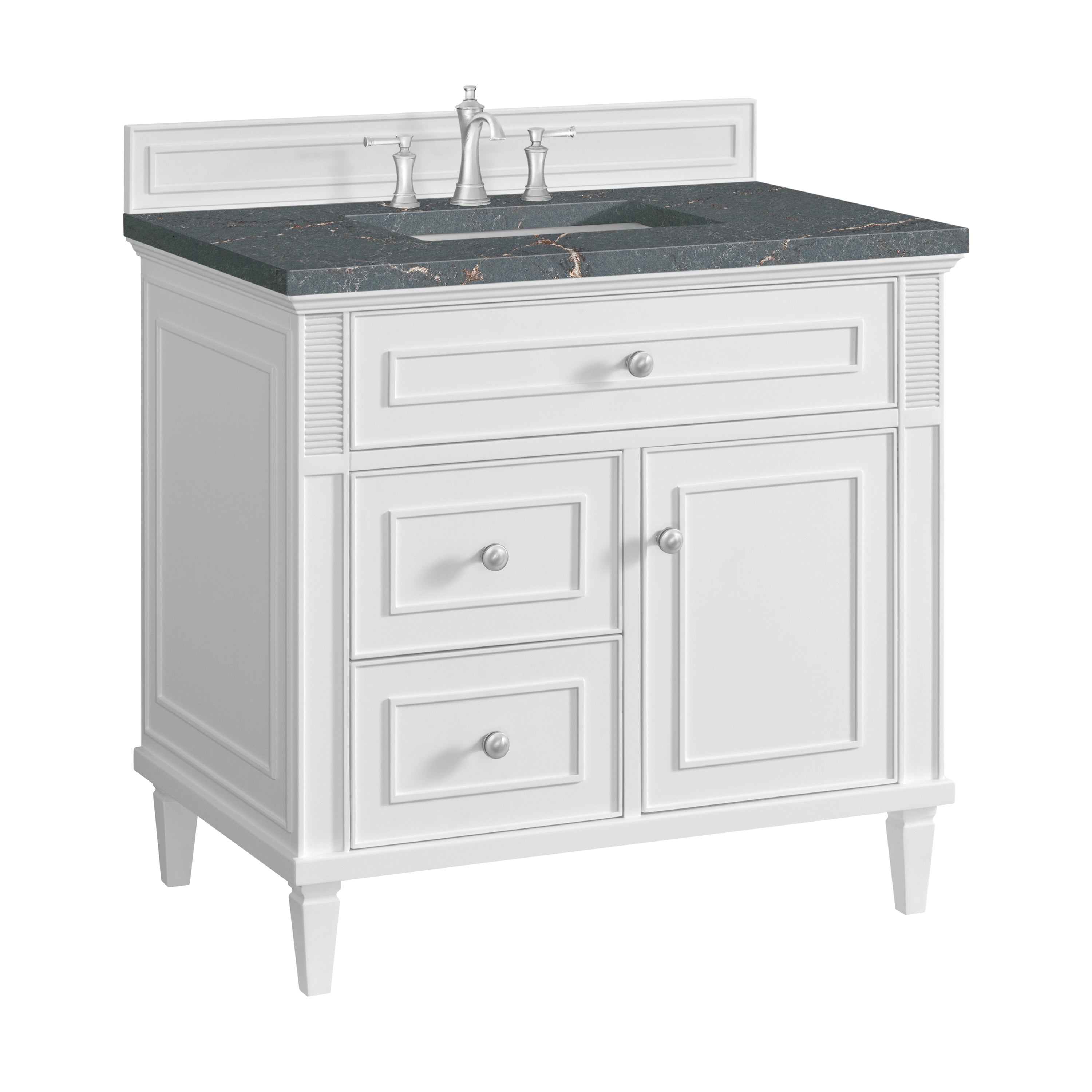 James Martin Lorelai 36" Single Vanity in Bright White with 3cm Countertop