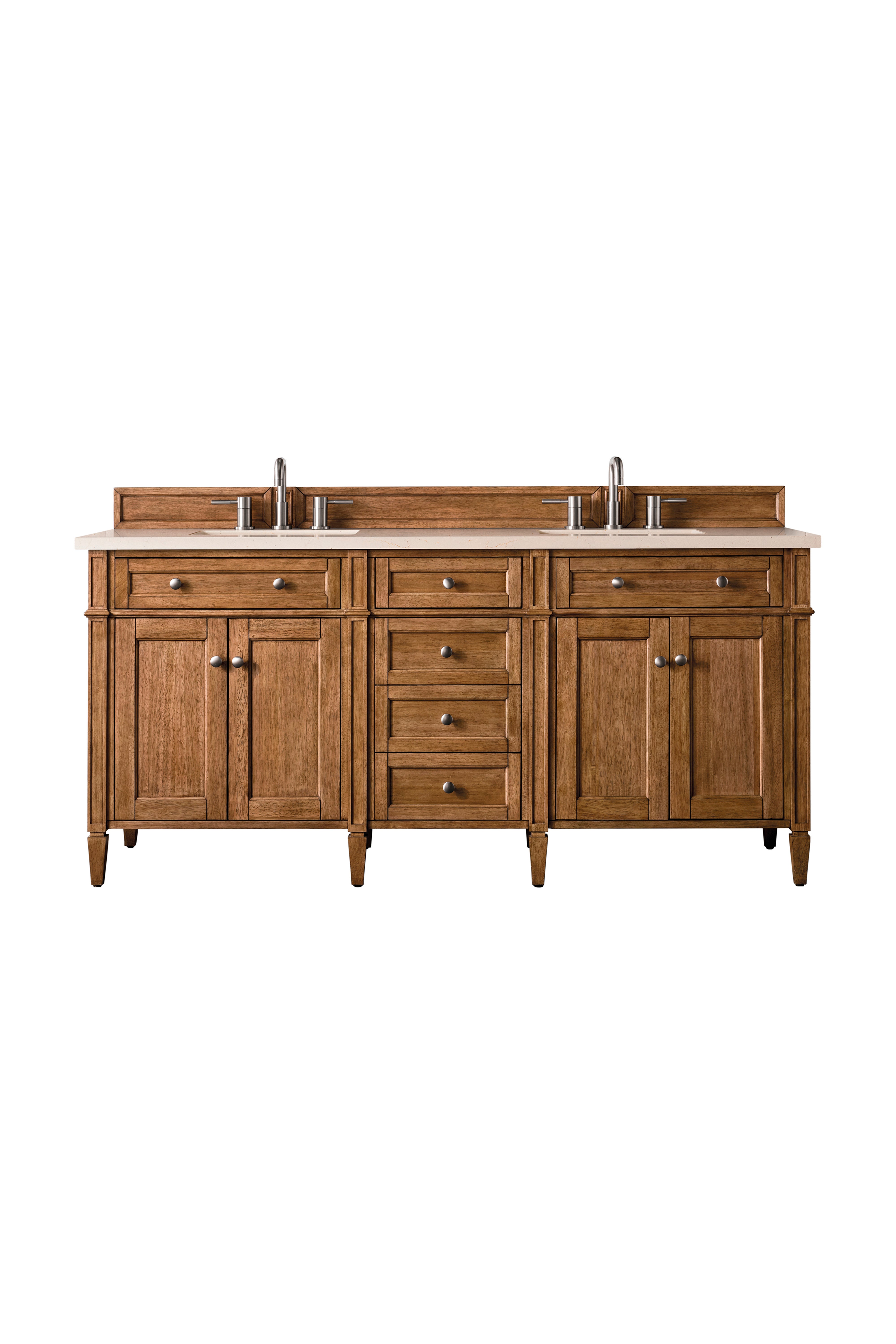 James Martin Brittany 72" Double Vanity in Saddle Brown with 3cm Countertop