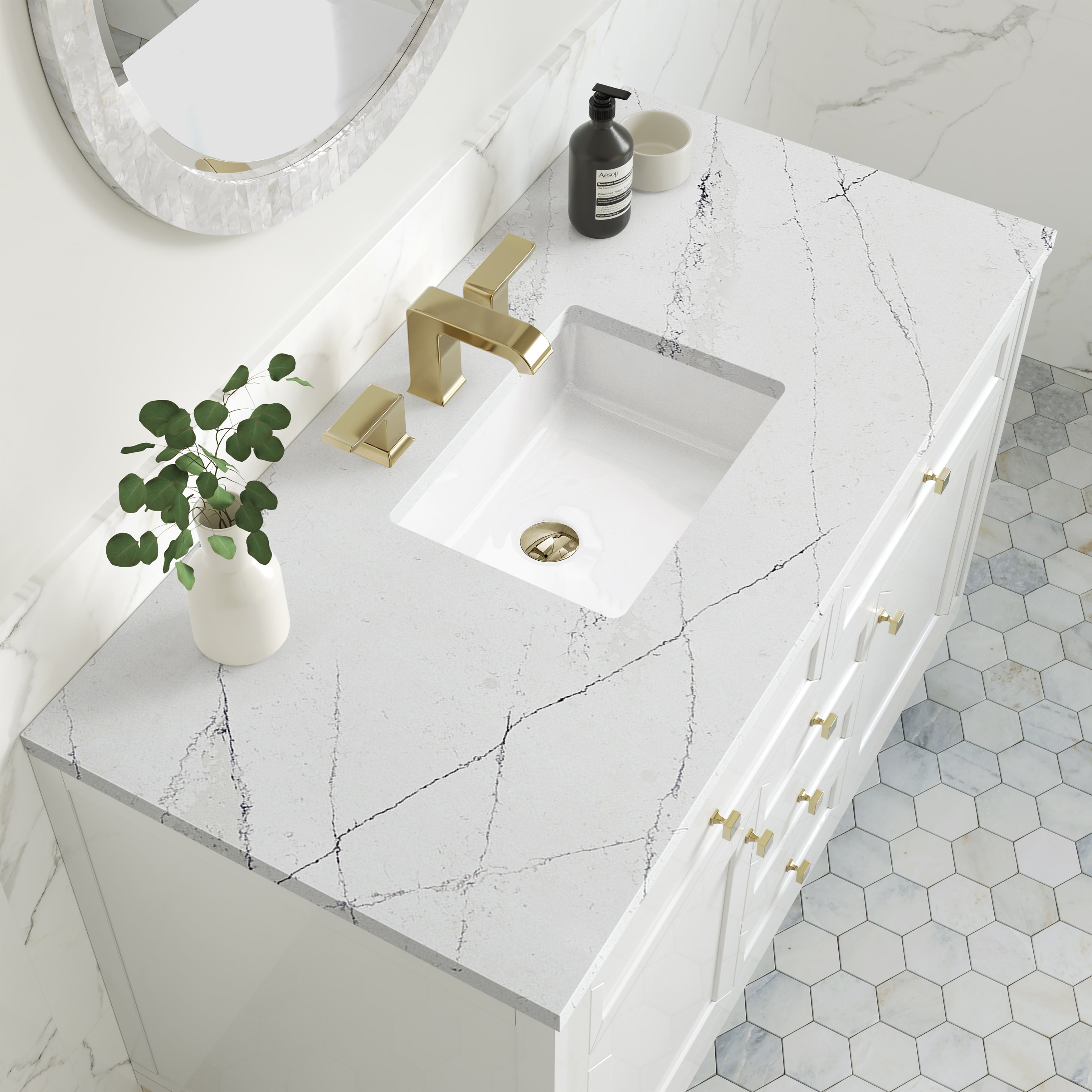 James Martin Chicago 48" Single Vanity in Glossy White with 3cm Countertop