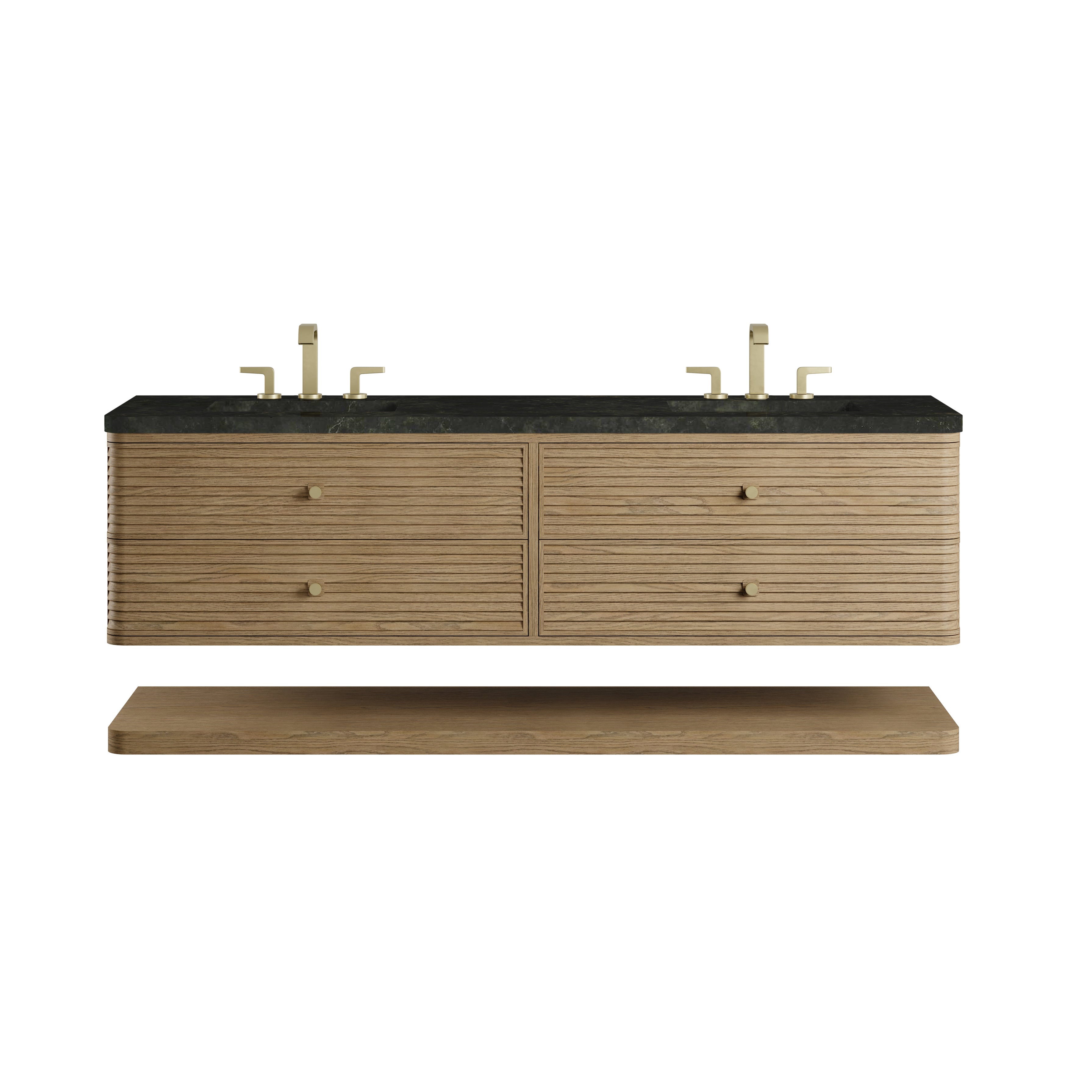 James Martin Allamari 72" Double Vanity in Dune Mist with 3cm Countertop