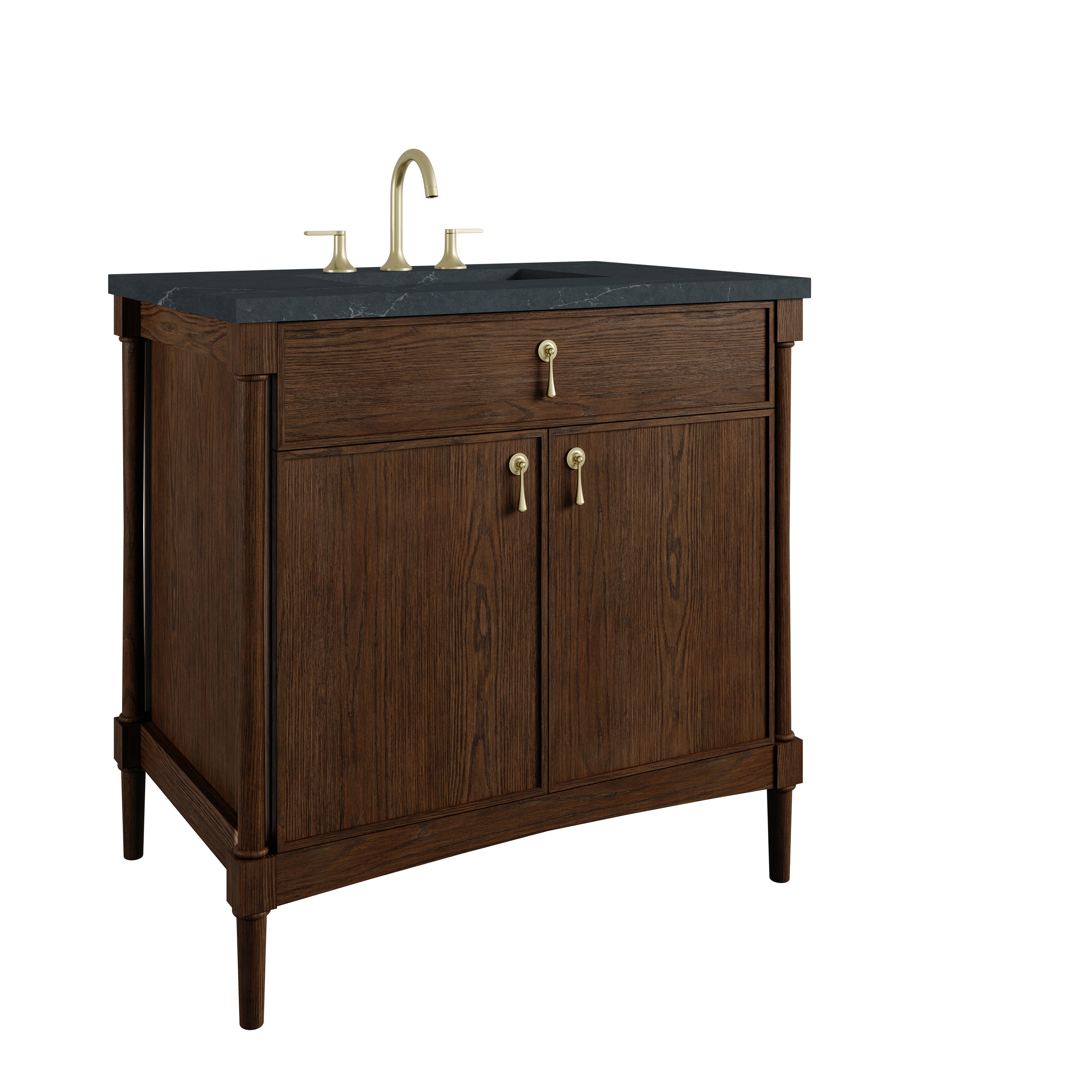 James Martin Kinnsden 36" Single Vanity in Sable Oak with 3cm Countertop