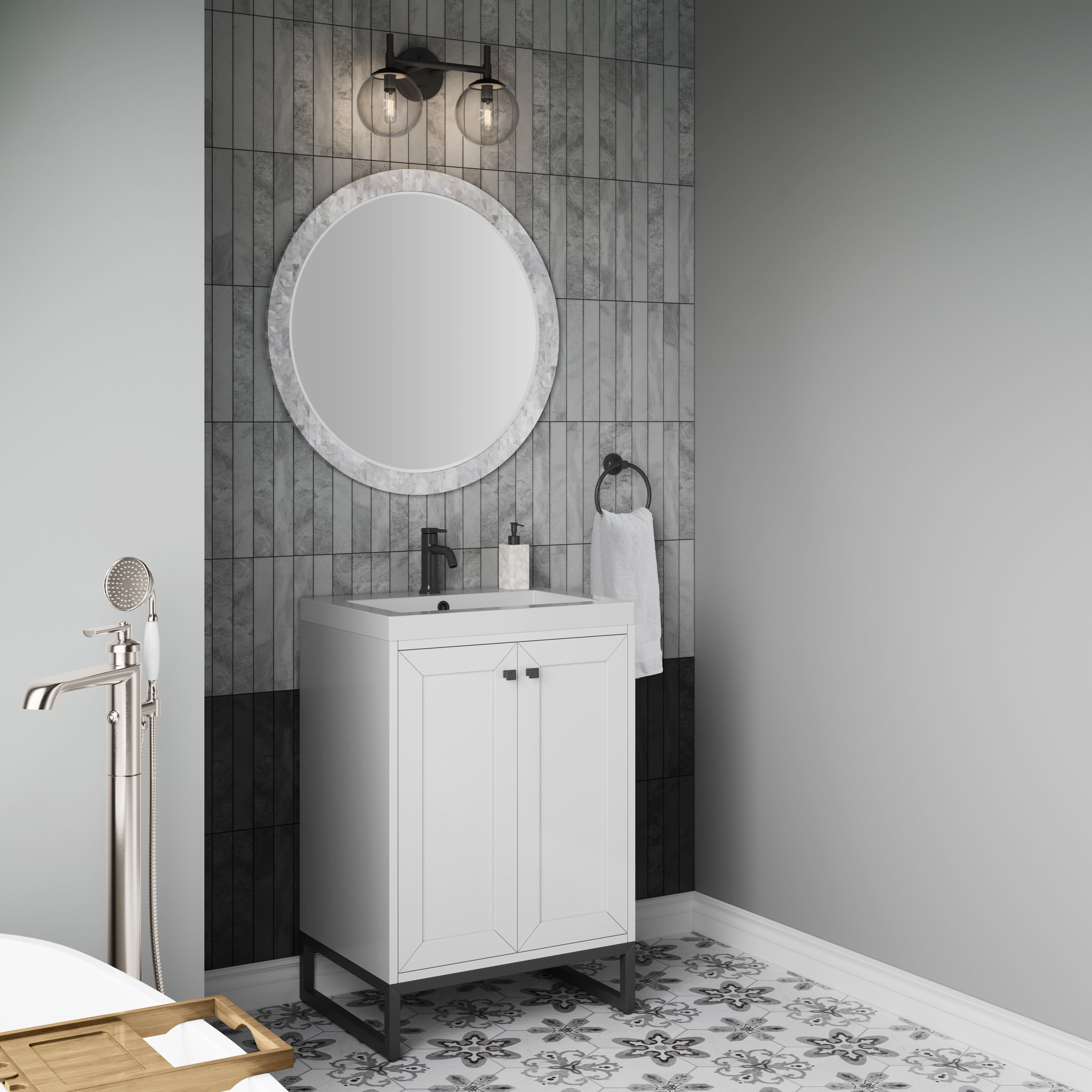 James Martin Chianti 24" Single Vanity in Glossy White with White Glossy Composite Stone Top