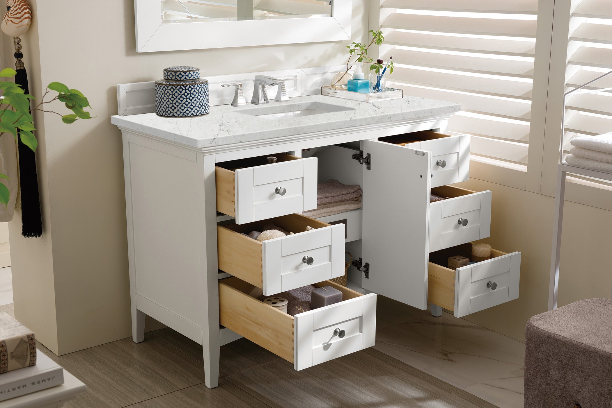 James Martin Palisades 48" Single Vanity in Bright White with 3cm Countertop