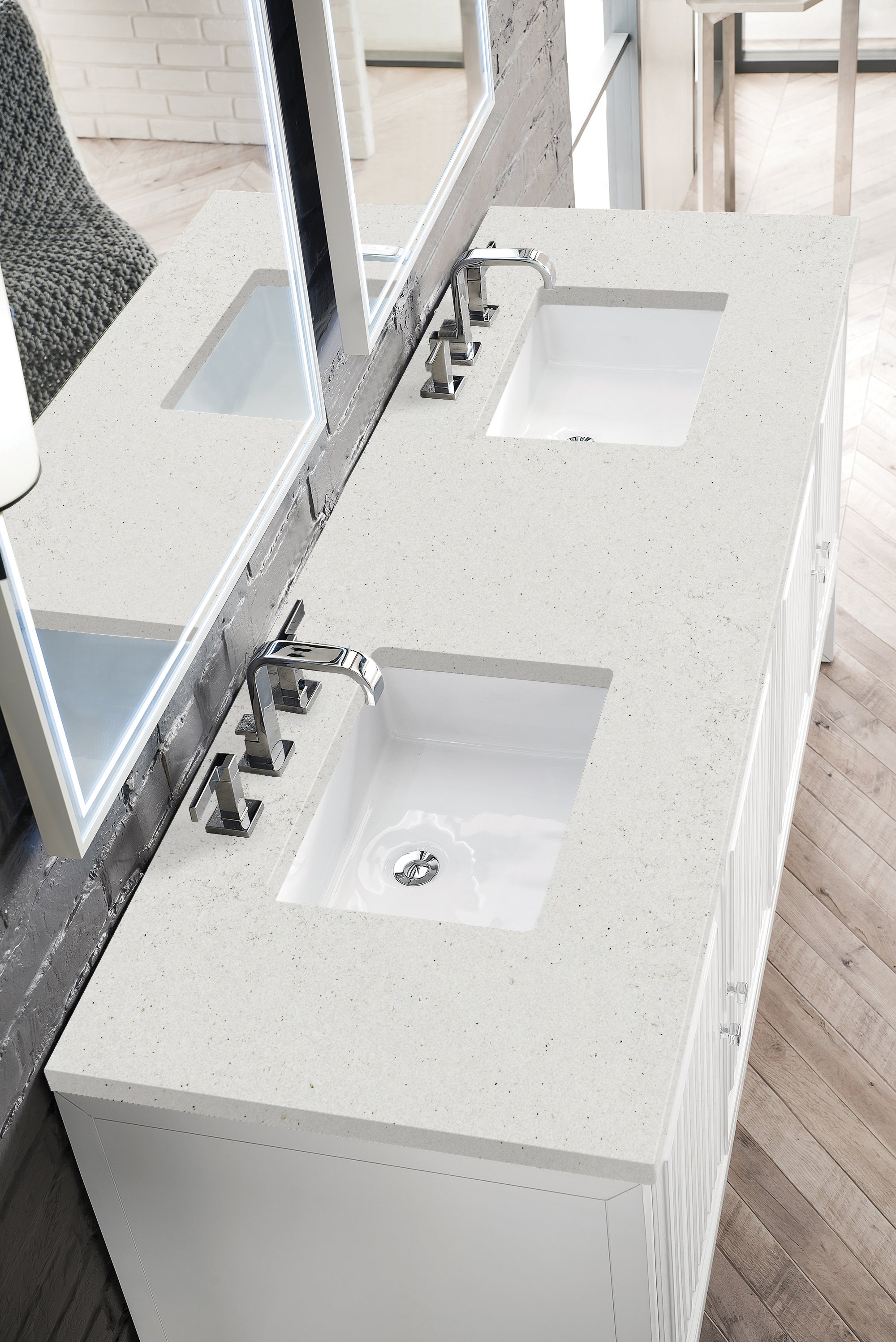James Martin Athens 72" Double Vanity in Glossy White with 3cm Countertop