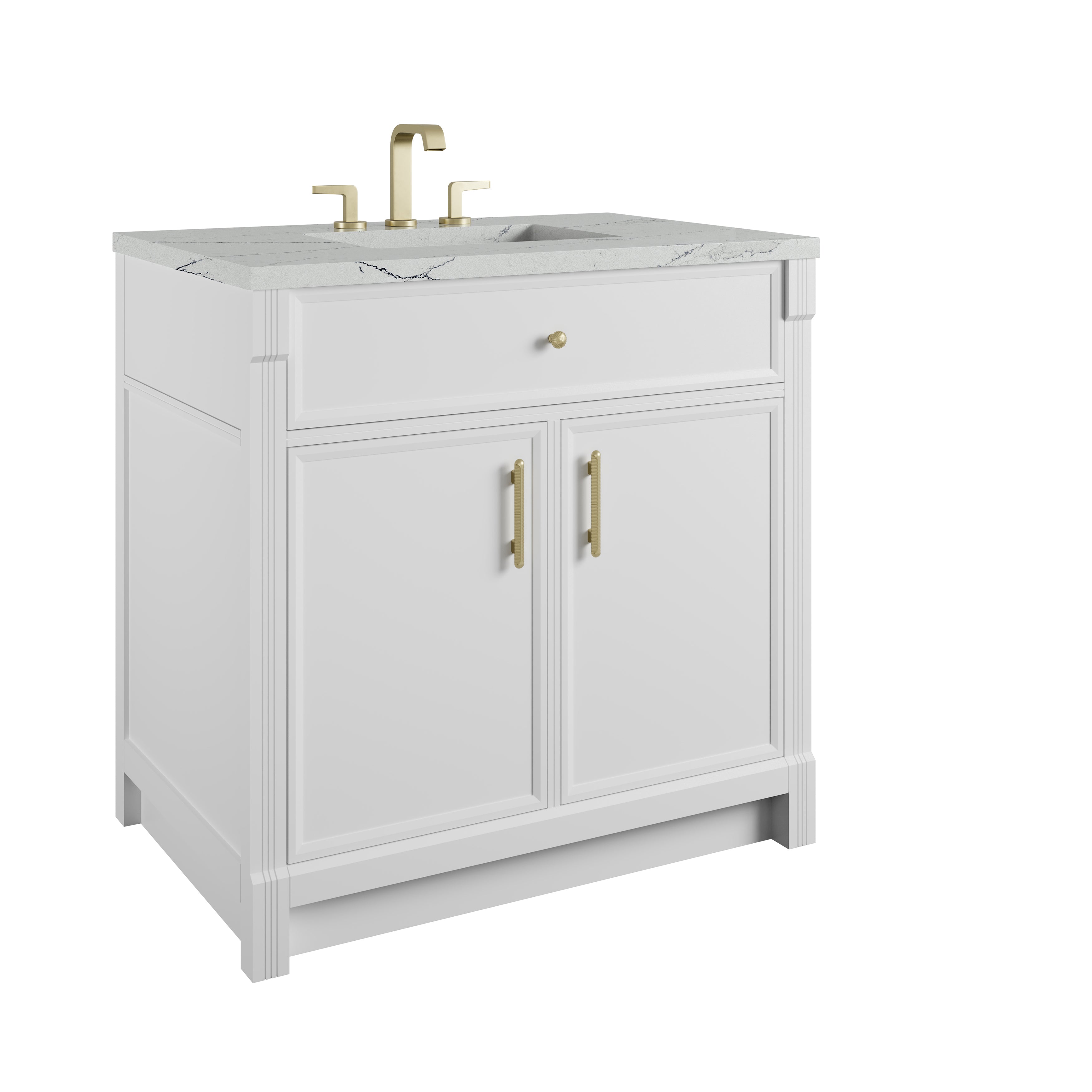 James Martin Bellshire 36" Single Vanity in Bright White with 3cm Countertop