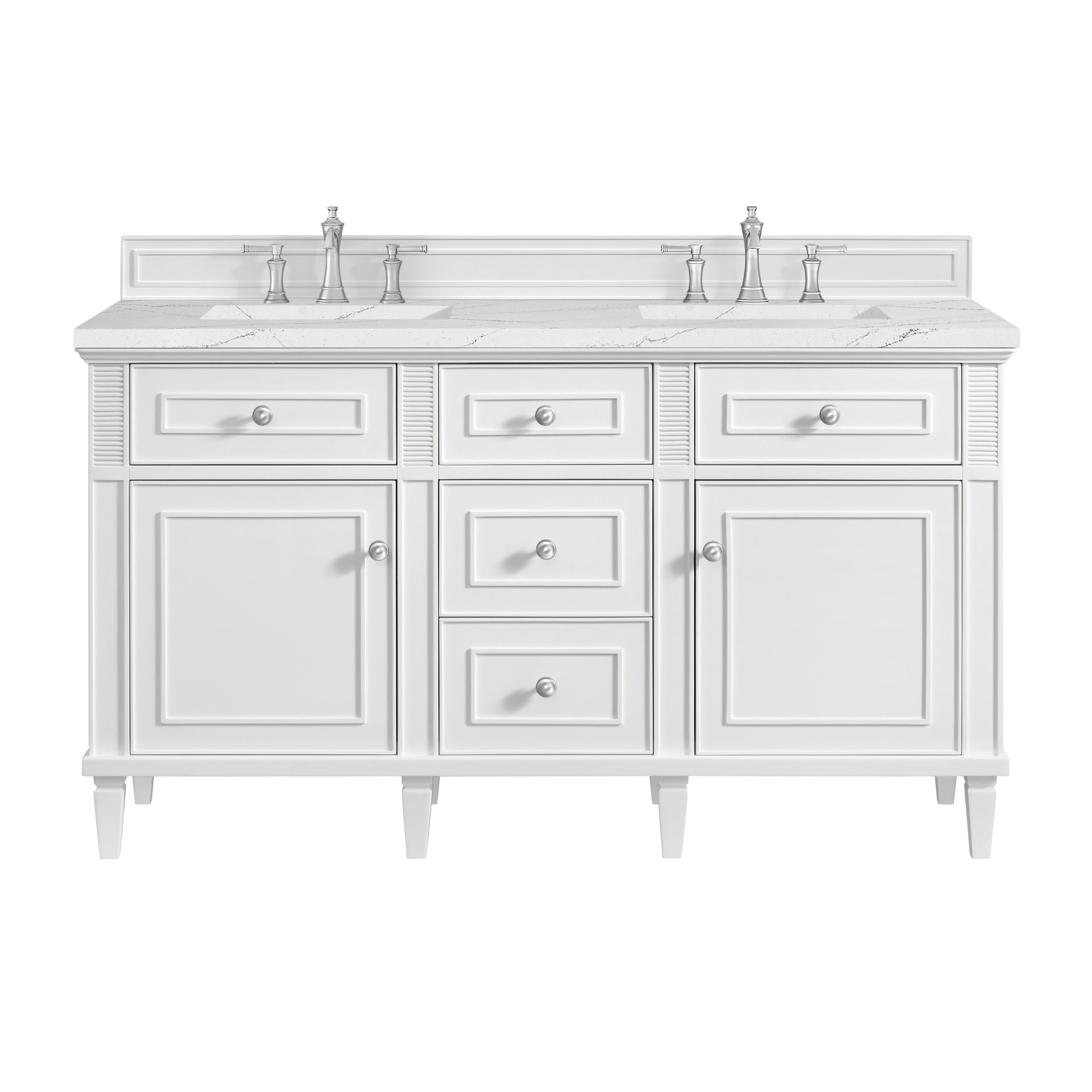 James Martin Lorelai 60" Double Vanity in Bright White with 3cm Countertop