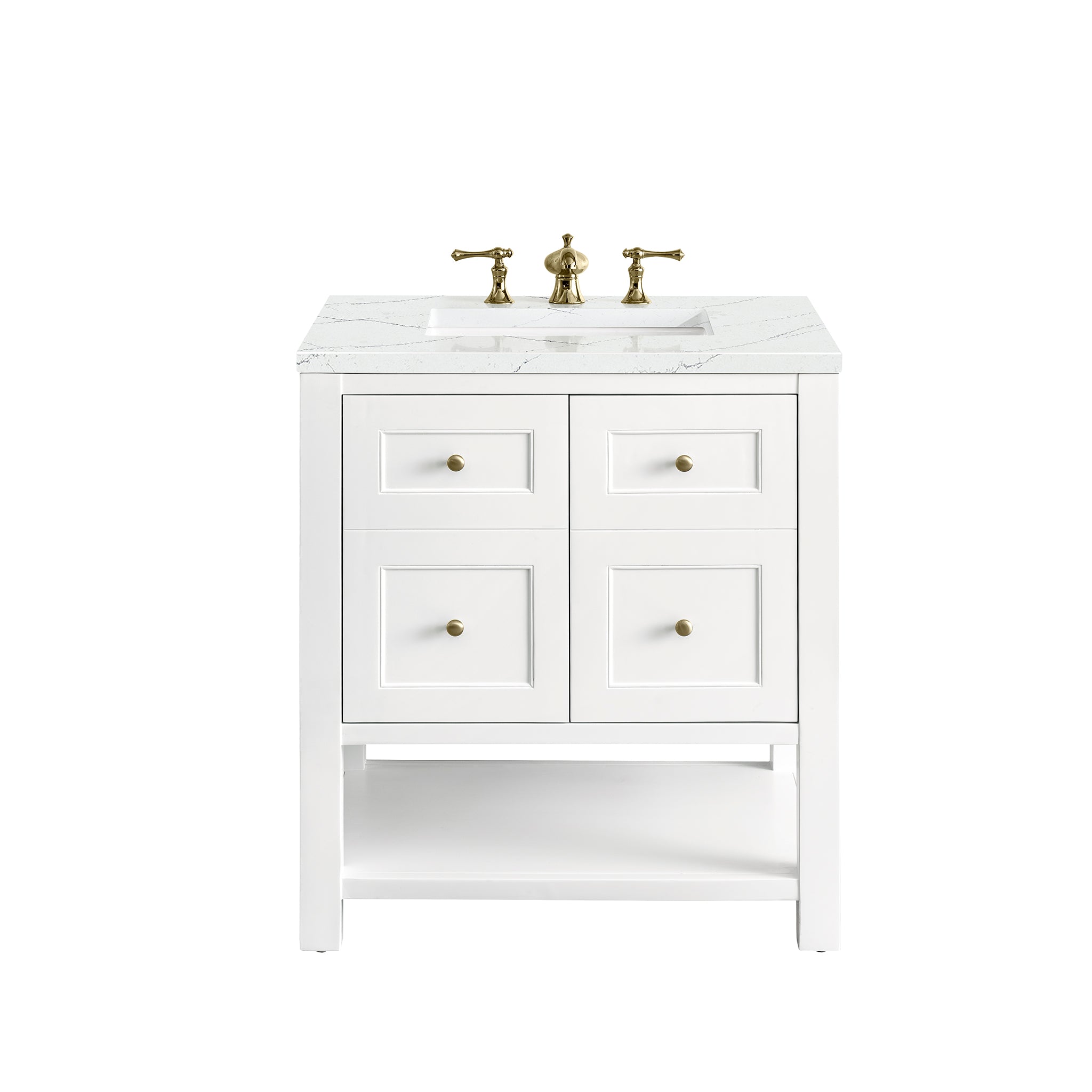 James Martin Breckenridge 30" Single Vanity in Bright White with 3cm Countertop