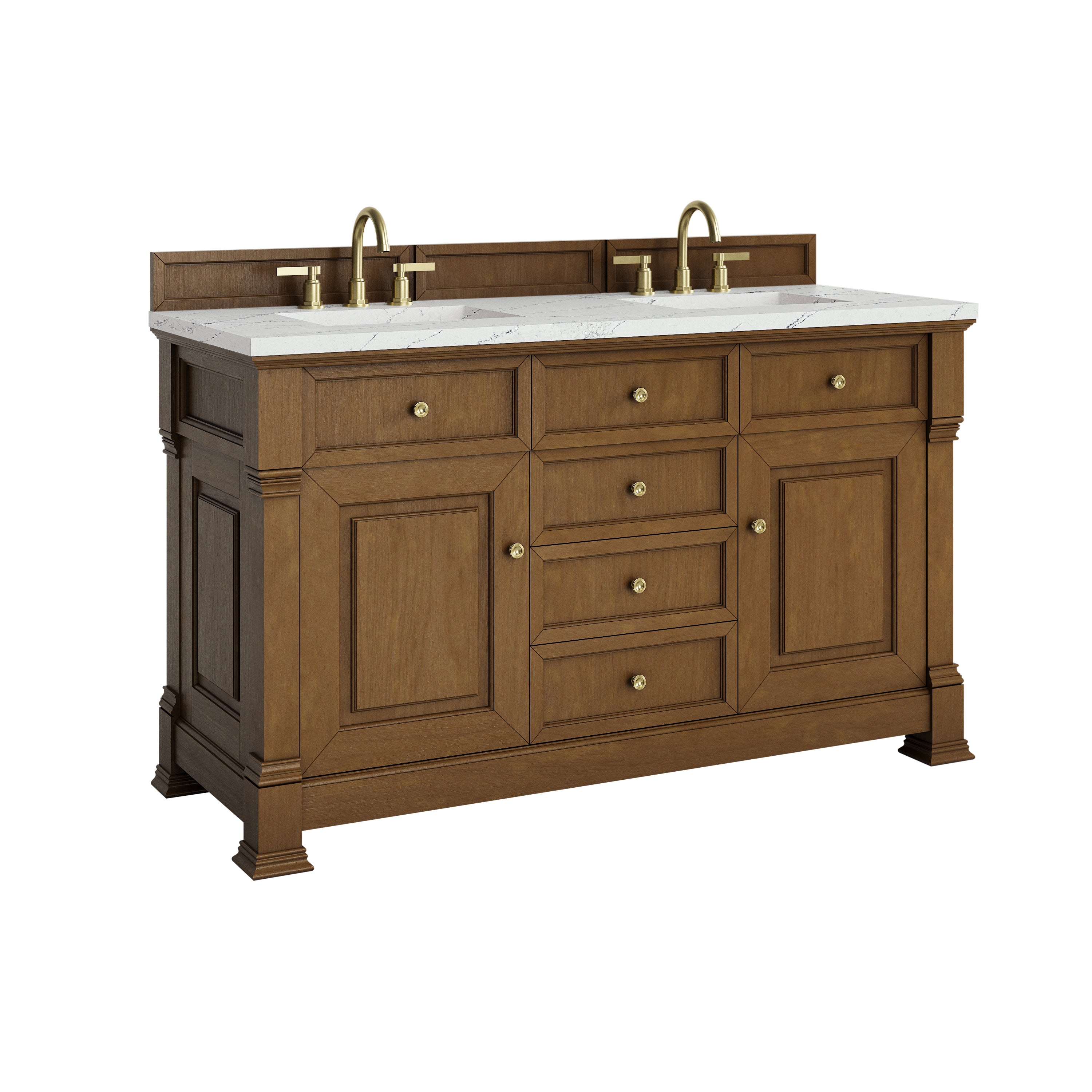 James Martin Brookfield 60" Double Vanity in Honey Oak with 3cm Countertop