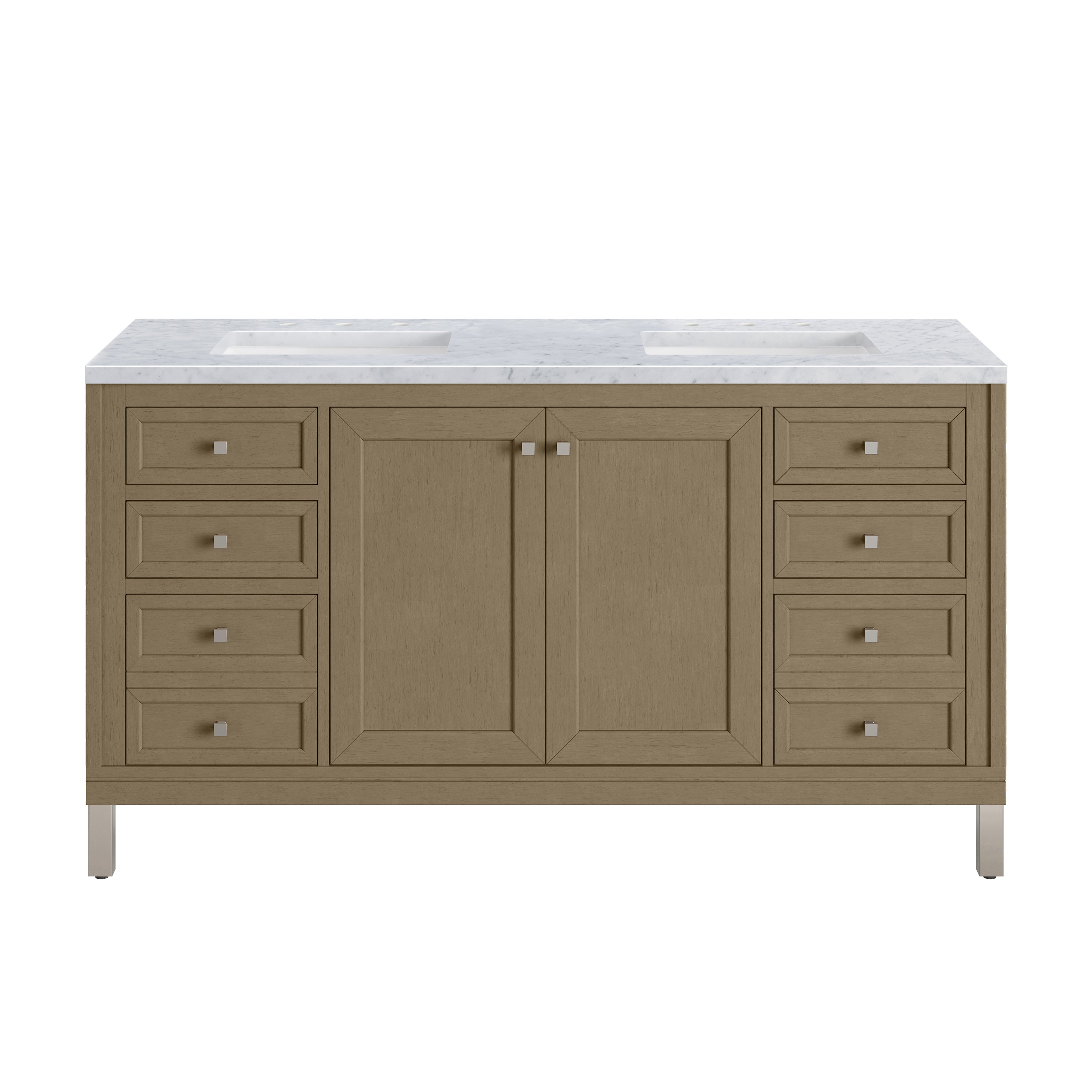 James Martin Chicago 60" Double Vanity in Walnut Whisper with 3cm Countertop