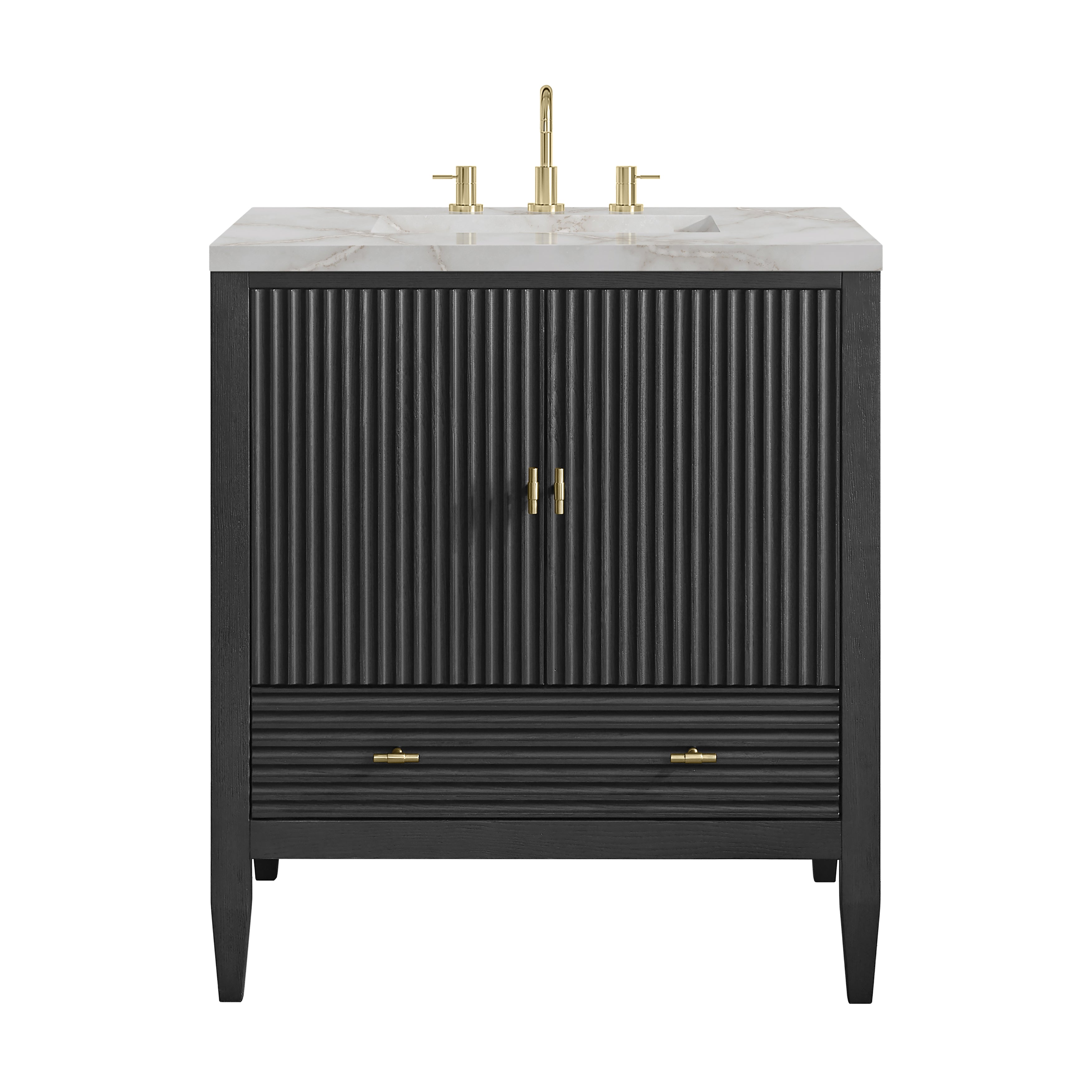 James Martin Myrrin 30" Single Vanity in Carbon Oak with 3cm Countertop