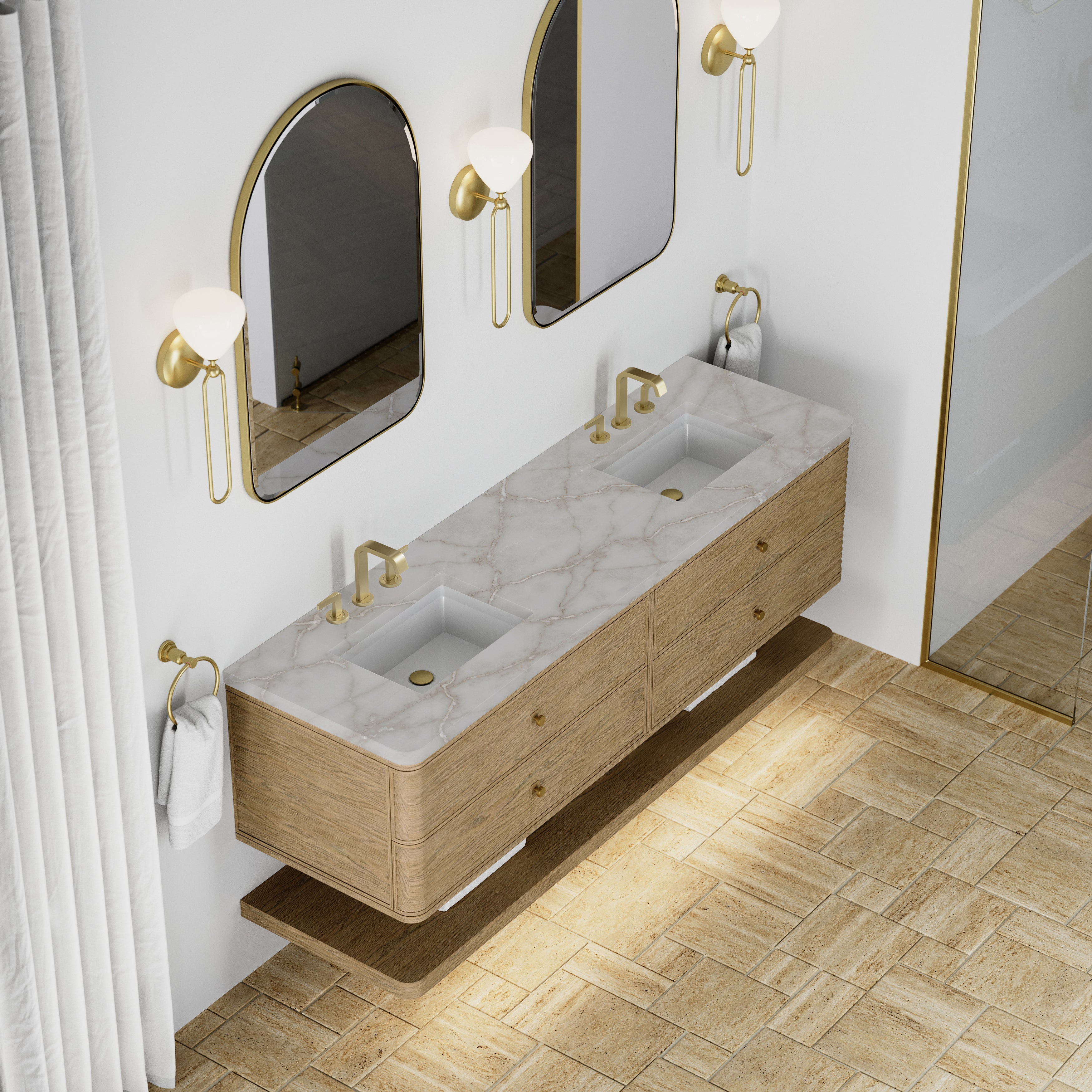James Martin Allamari 72" Double Vanity in Dune Mist with 3cm Countertop