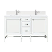 James Martin Addison 60" Double Vanity in Glossy White with 3cm Countertop