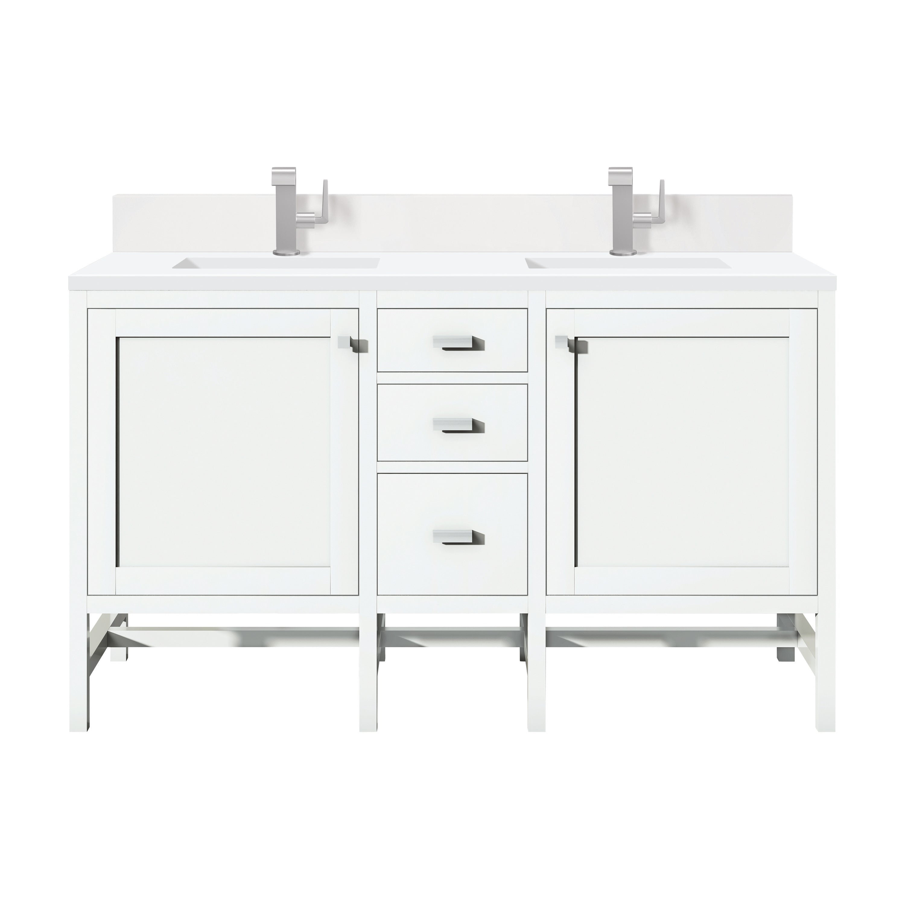James Martin Addison 60" Double Vanity in Glossy White with 3cm Countertop