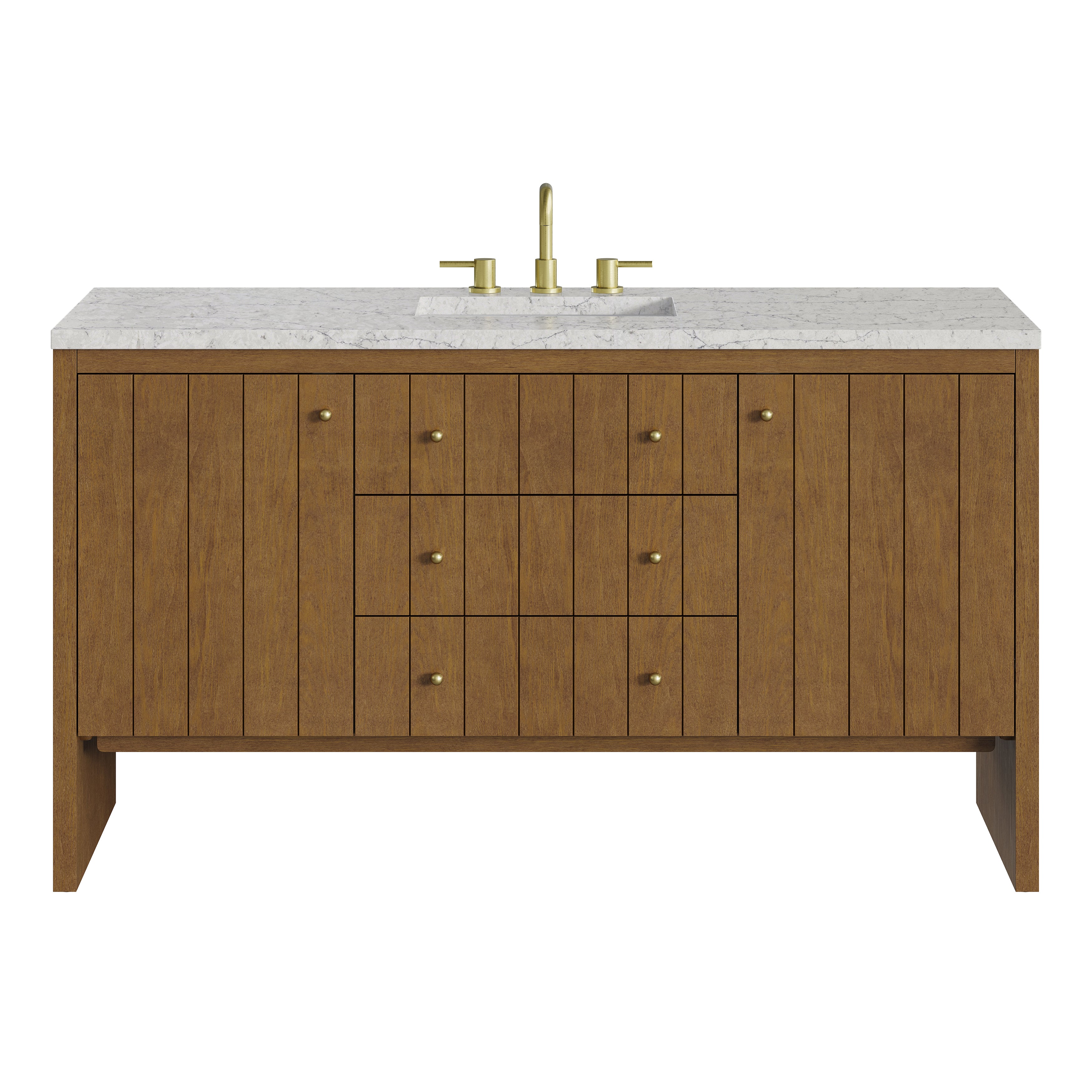 James Martin Hudson 60" Single Vanity in Honey Oak with 3cm Countertop and FreePower Wireless Charger