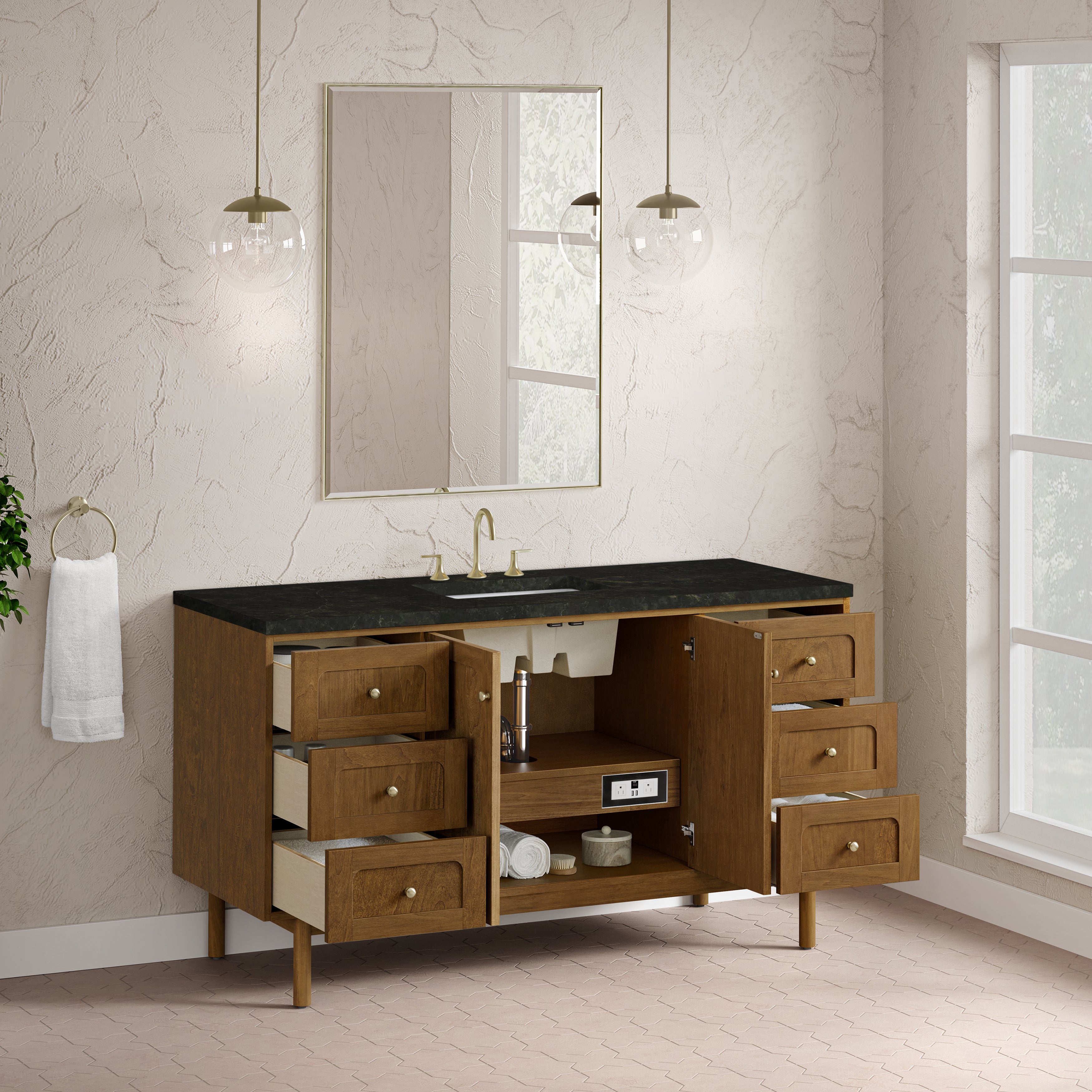 James Martin Laurent 60" Single Vanity in Honey Oak with 3cm Countertop
