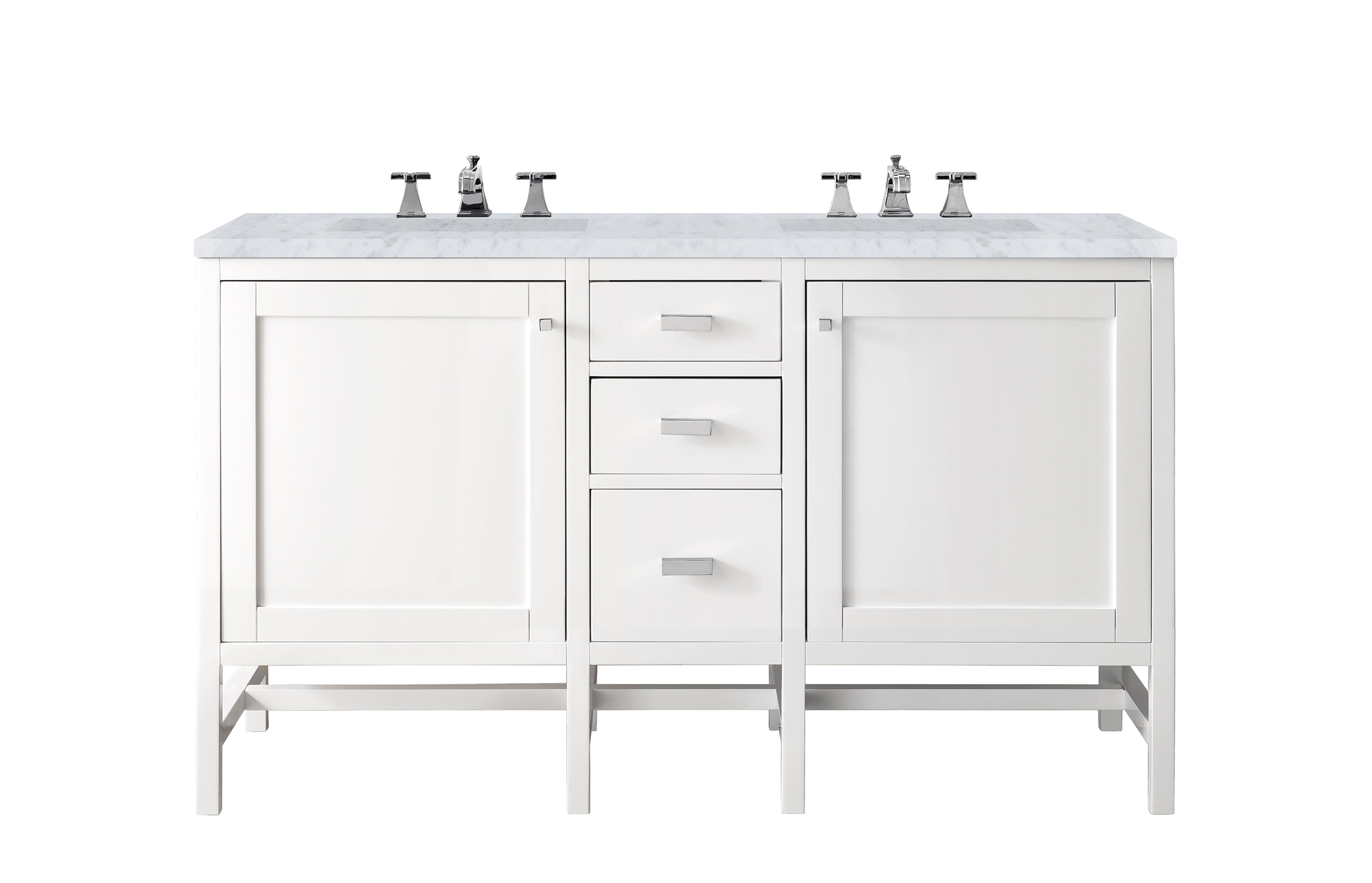 James Martin Addison 60" Double Vanity in Glossy White with 3cm Countertop