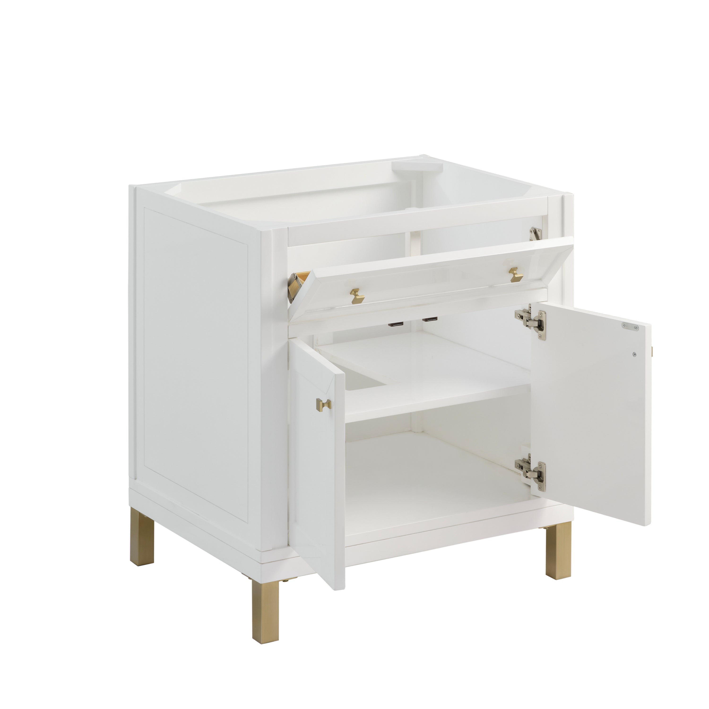James Martin Chicago 30" Single Vanity in Glossy White with 3cm Countertop