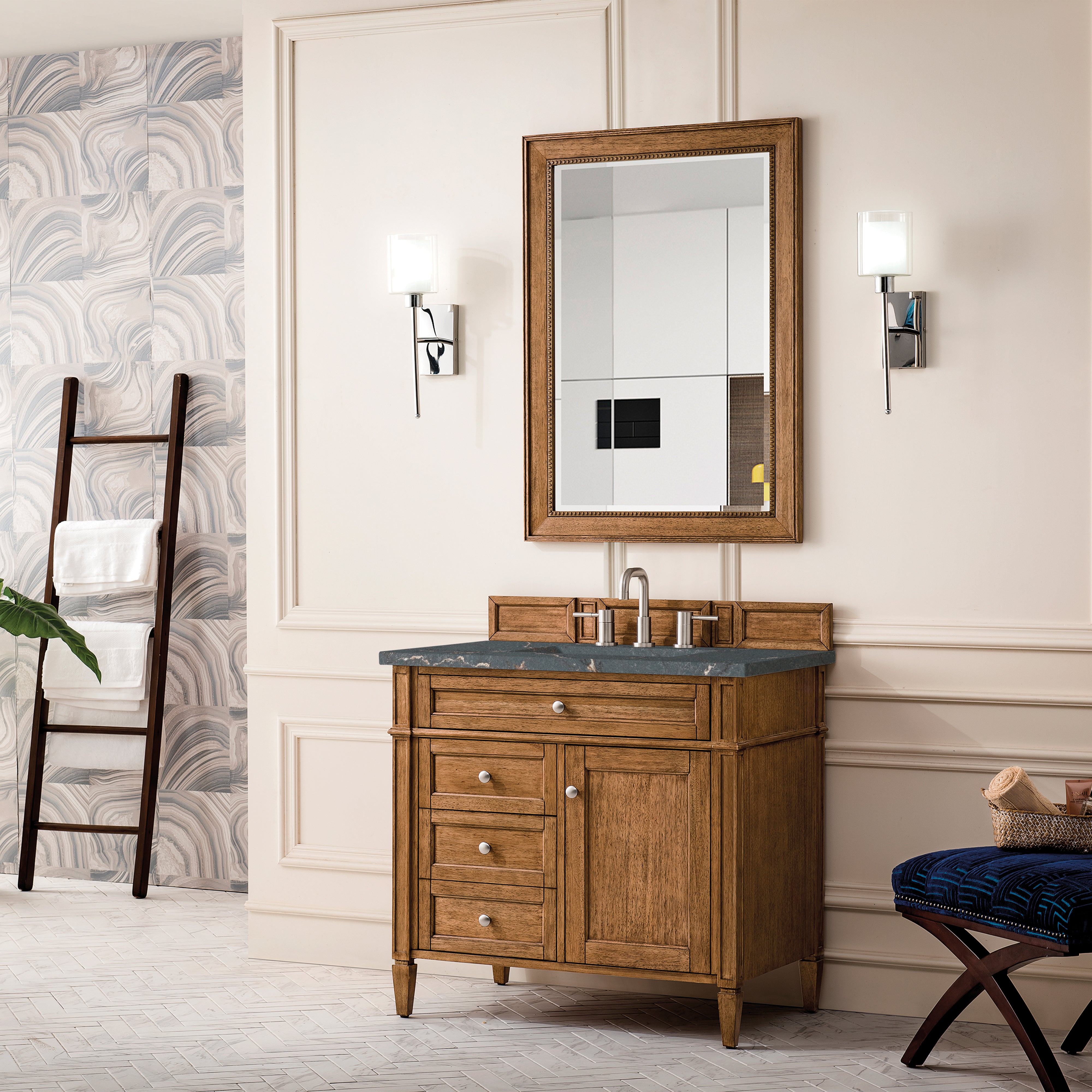 James Martin Brittany 36" Single Vanity in Saddle Brown with 3cm Countertop