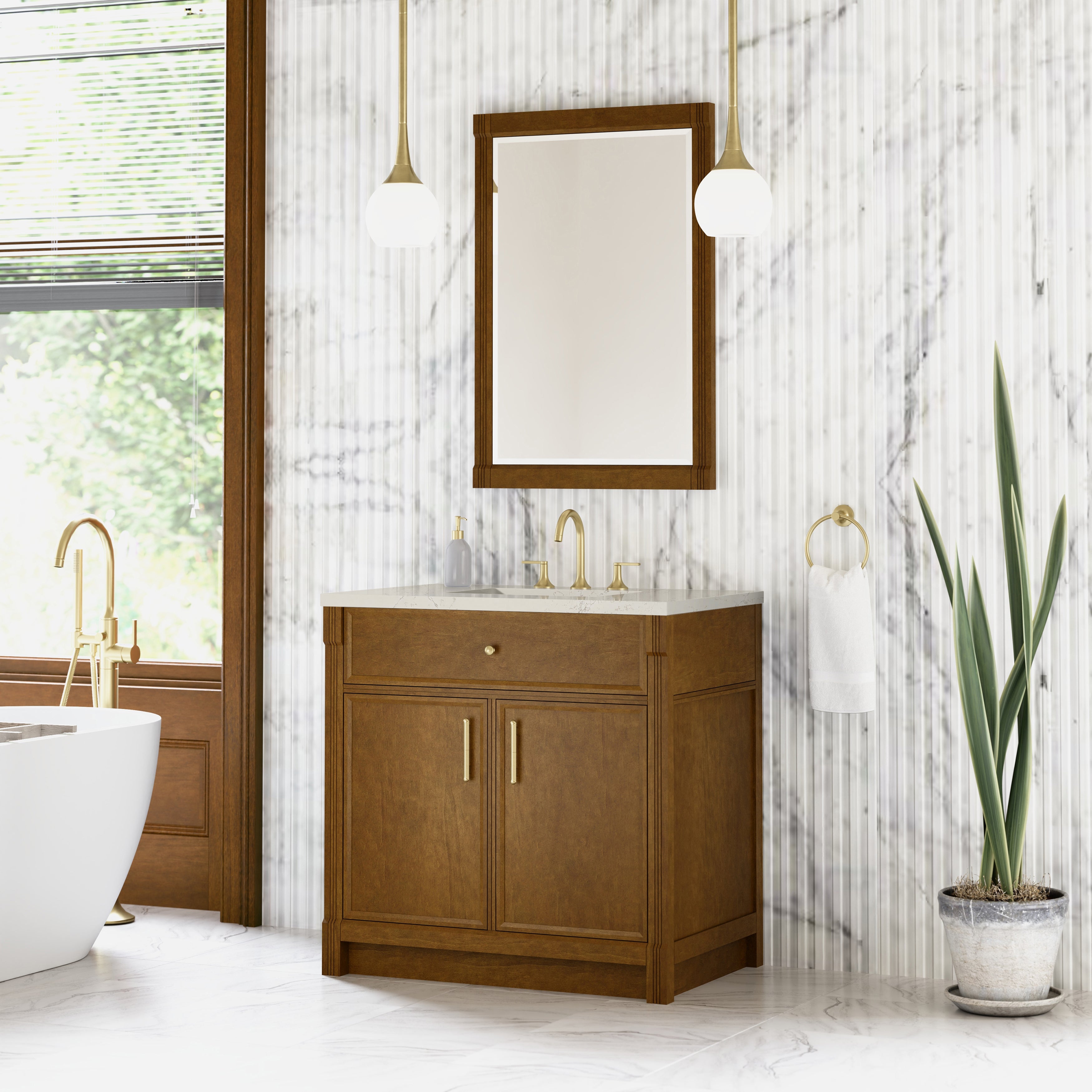 James Martin Bellshire 36" Single Vanity in Honey Oak with 3cm Countertop