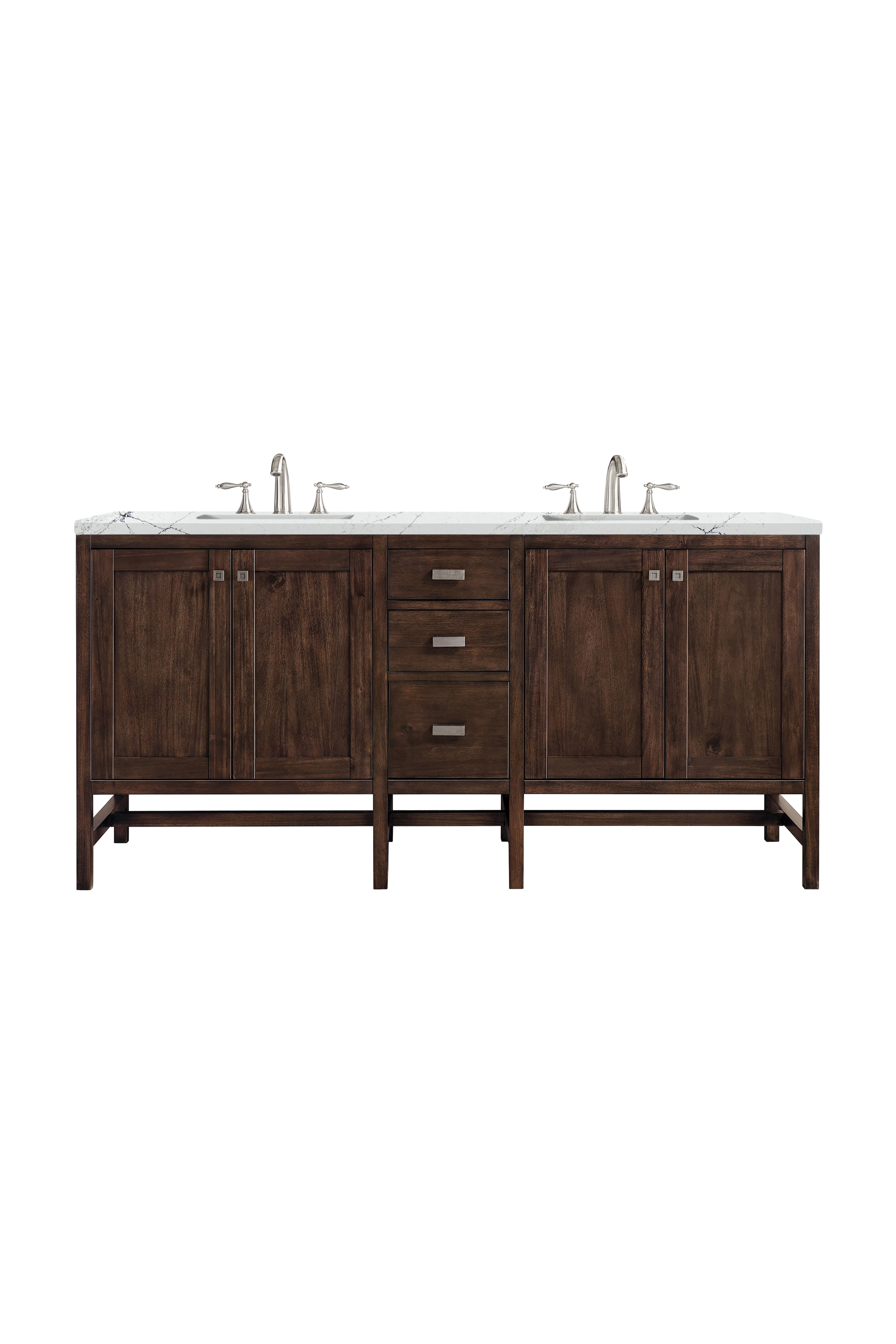James Martin Addison 72" Double Vanity in Mid-Century Acacia with 3cm Countertop