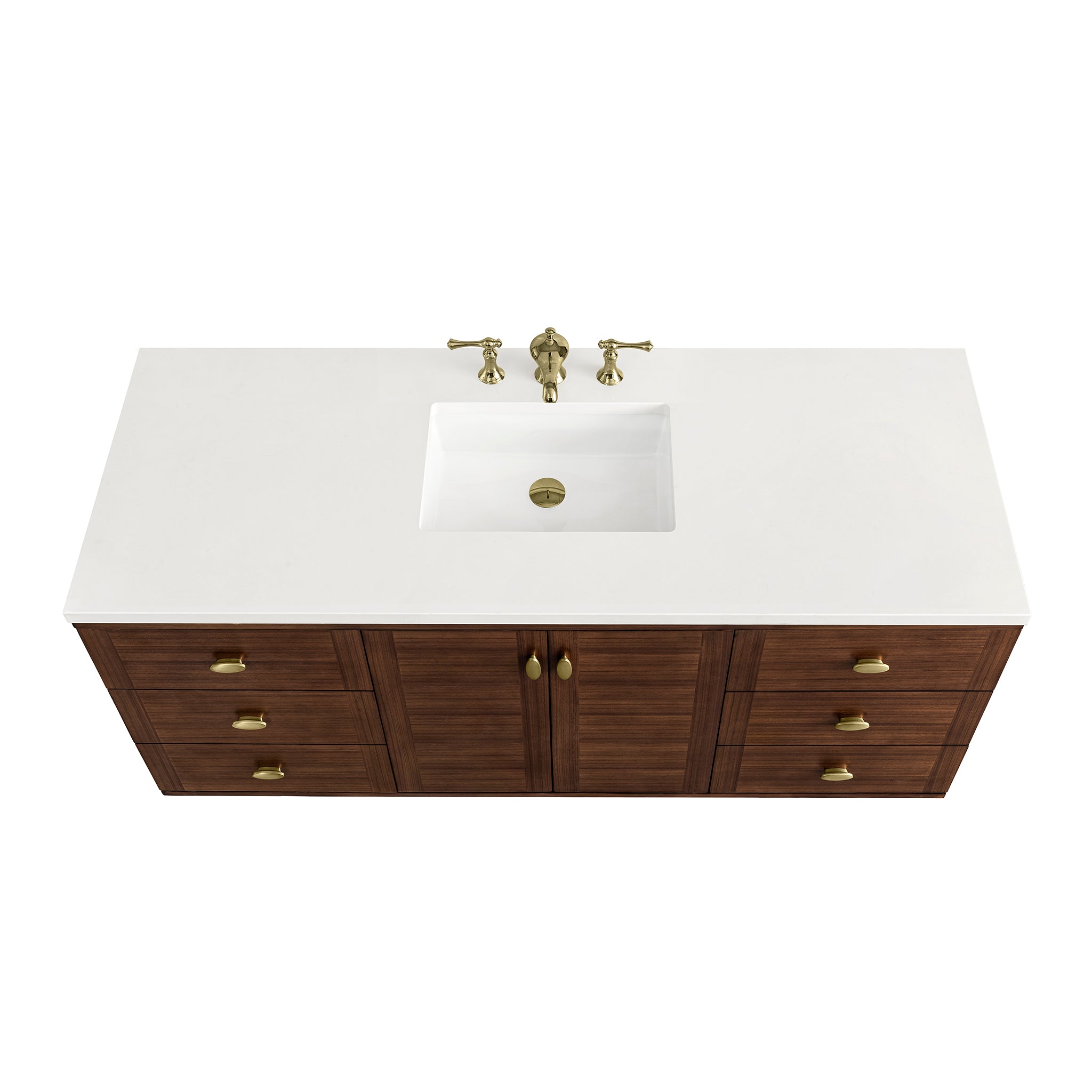James Martin Amberly 60" Single Vanity in Mid-Century Walnut with 3cm Countertop