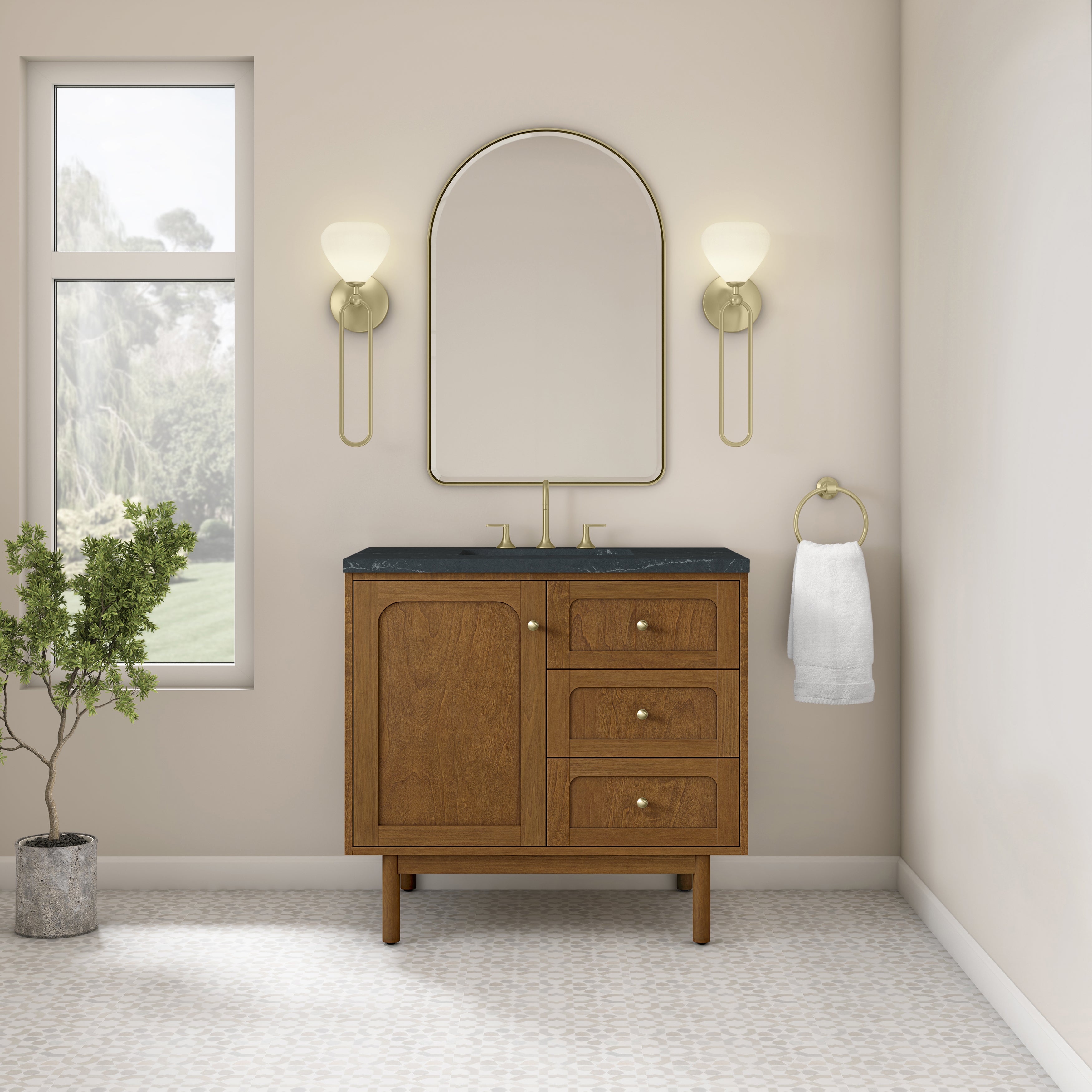 James Martin Laurent 36" Single Vanity in Honey Oak with 3cm Countertop