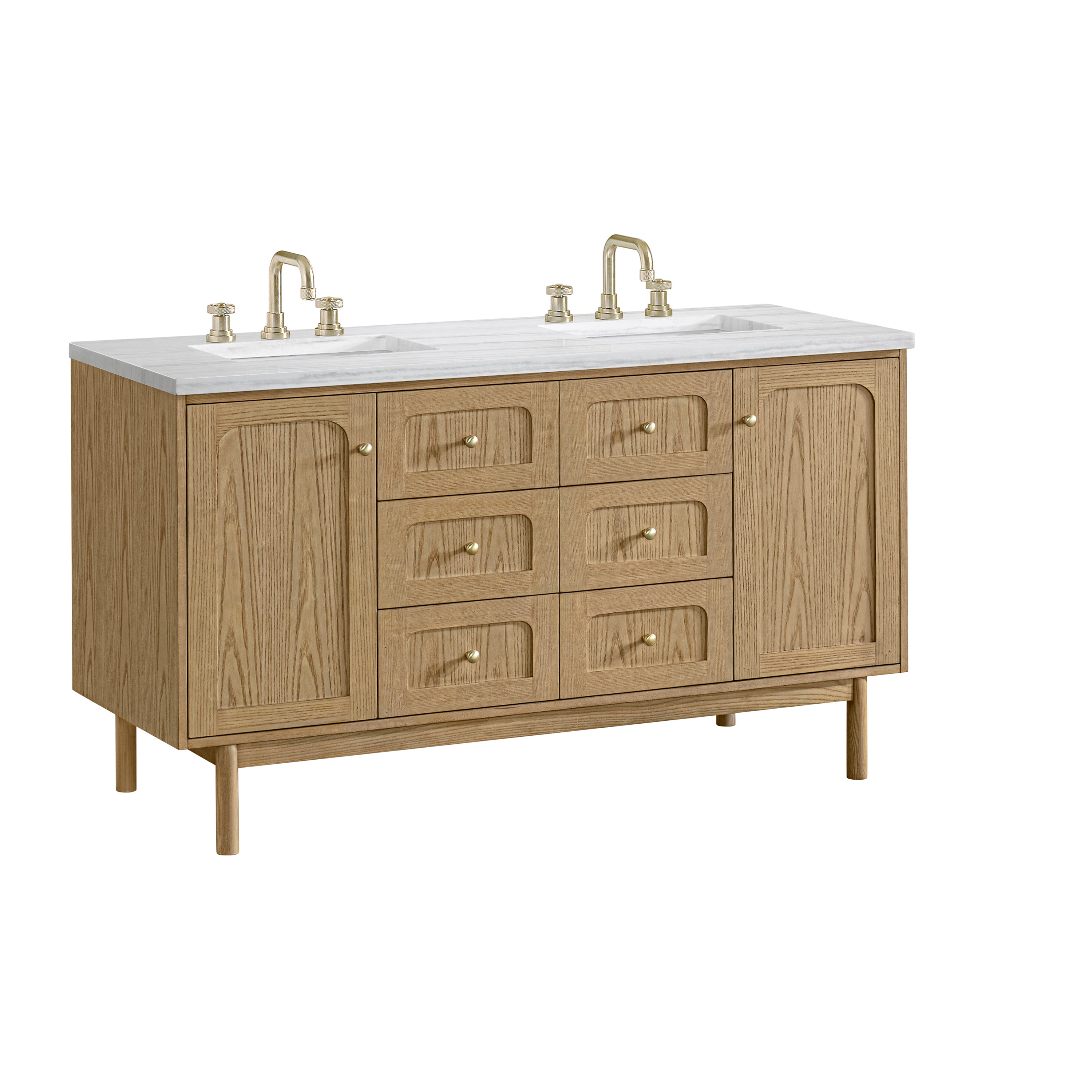 James Martin Laurent 60" Double Vanity in Light Natural Oak with 3cm Countertop