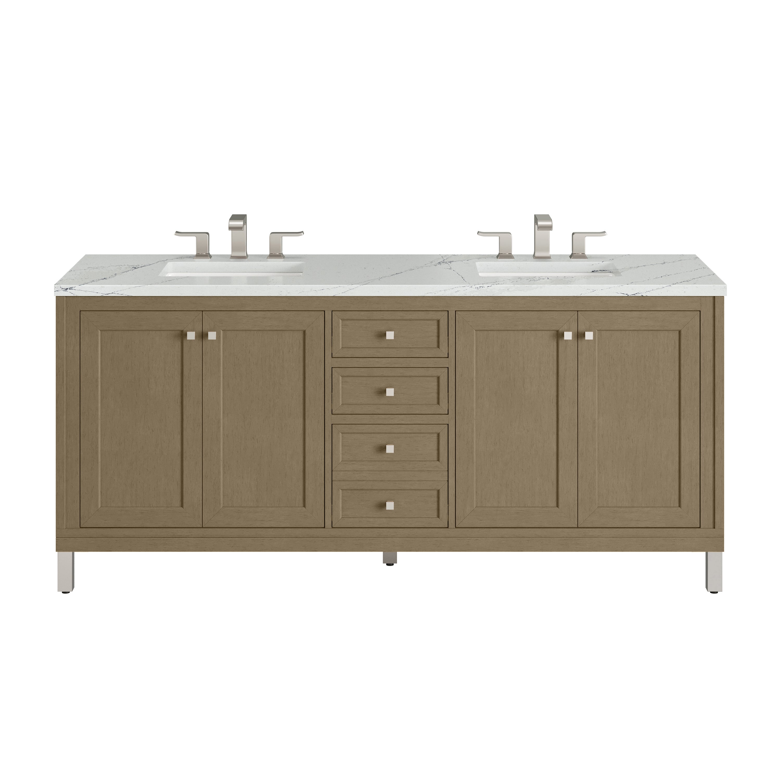 James Martin Chicago 72" Double Vanity in Walnut Whisper with 3cm Countertop