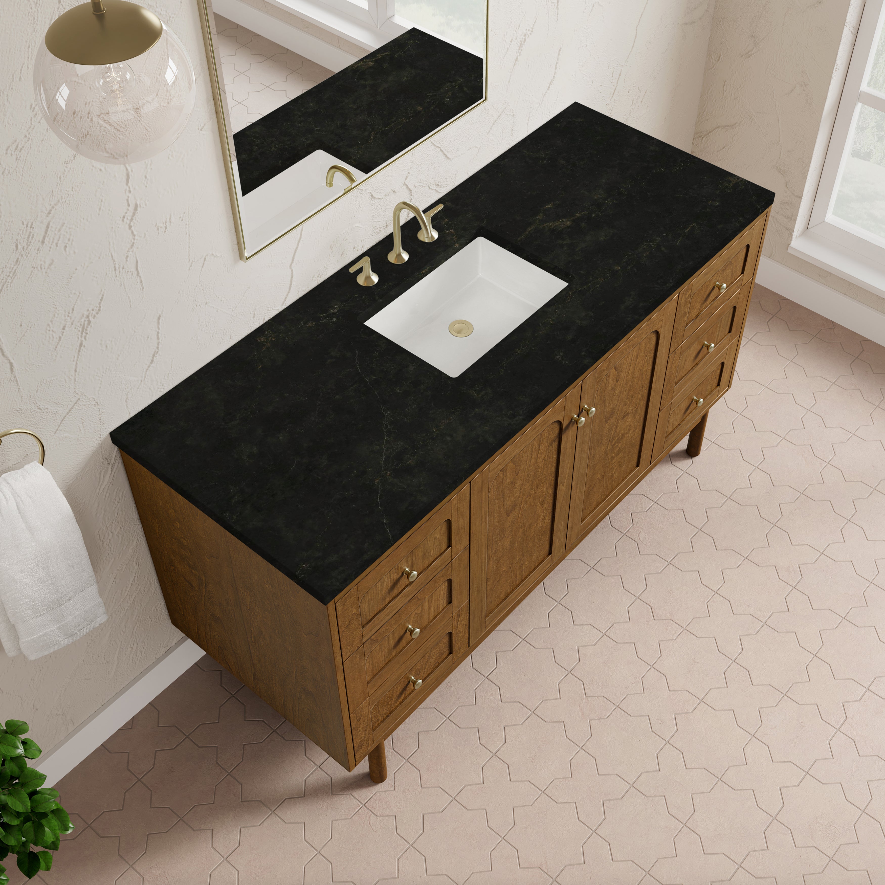 James Martin Laurent 60" Single Vanity in Honey Oak with 3cm Countertop