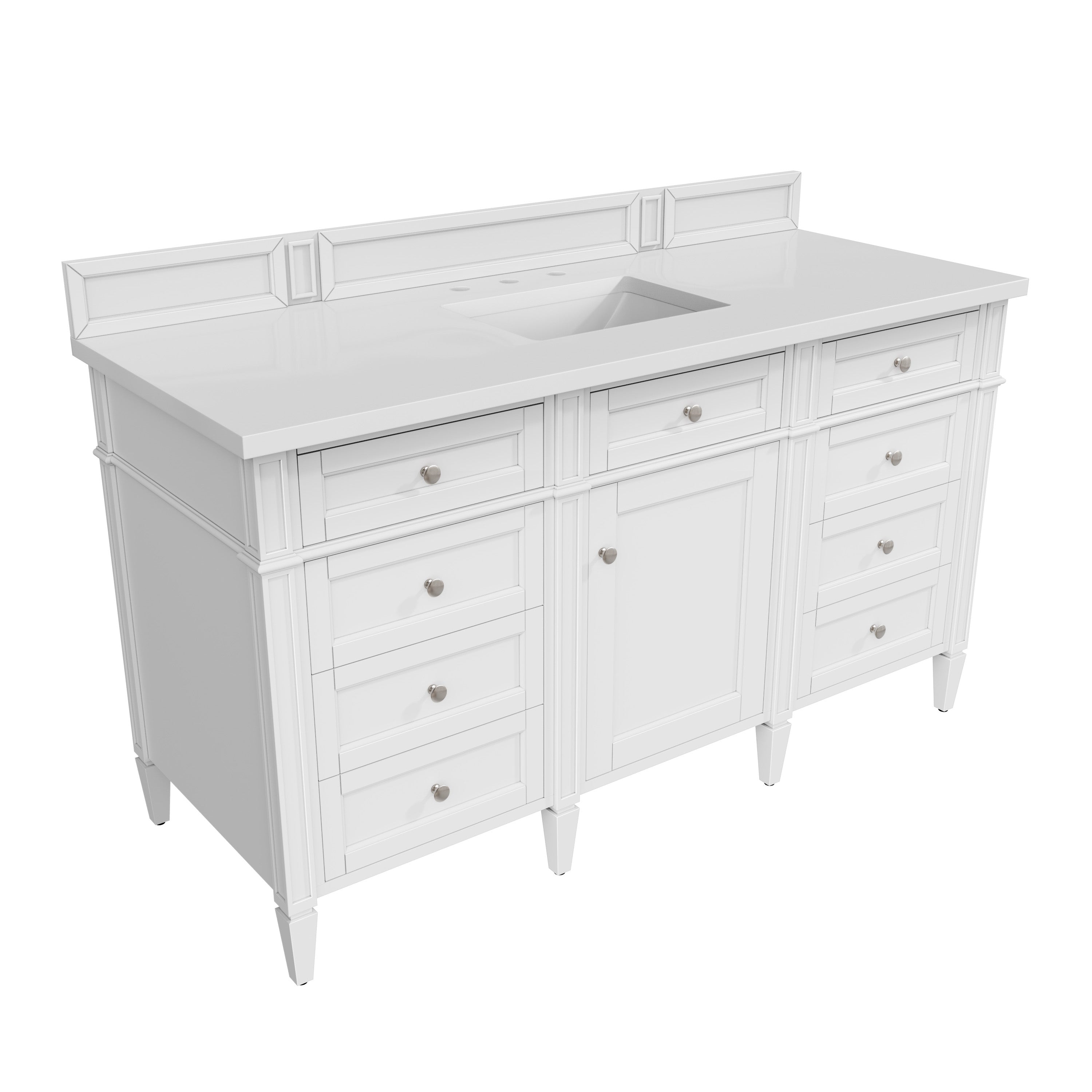 James Martin Brittany 60" Single Vanity in Bright White with 3cm Countertop