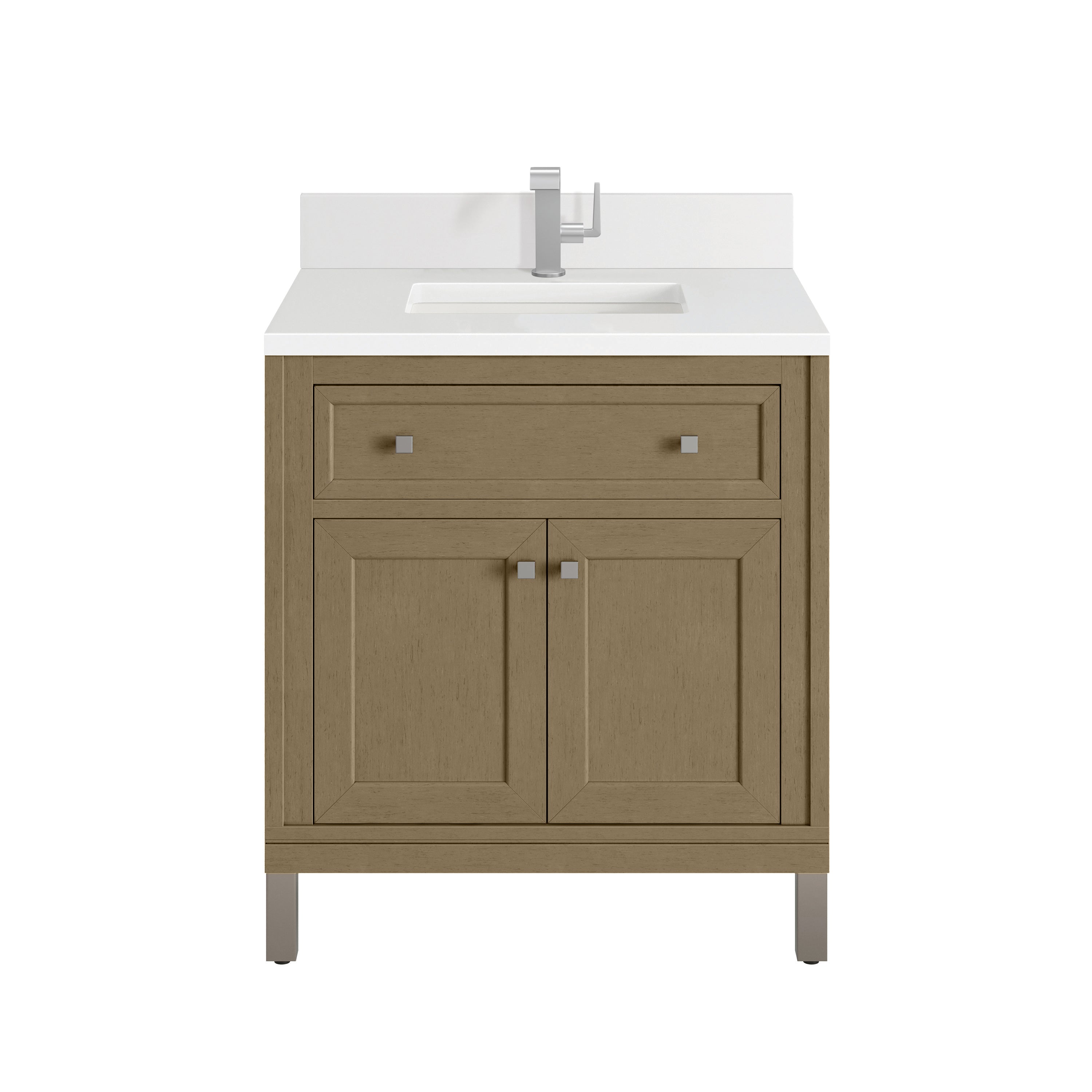 James Martin Chicago 30" Single Vanity in Walnut Whisper with 3cm Countertop