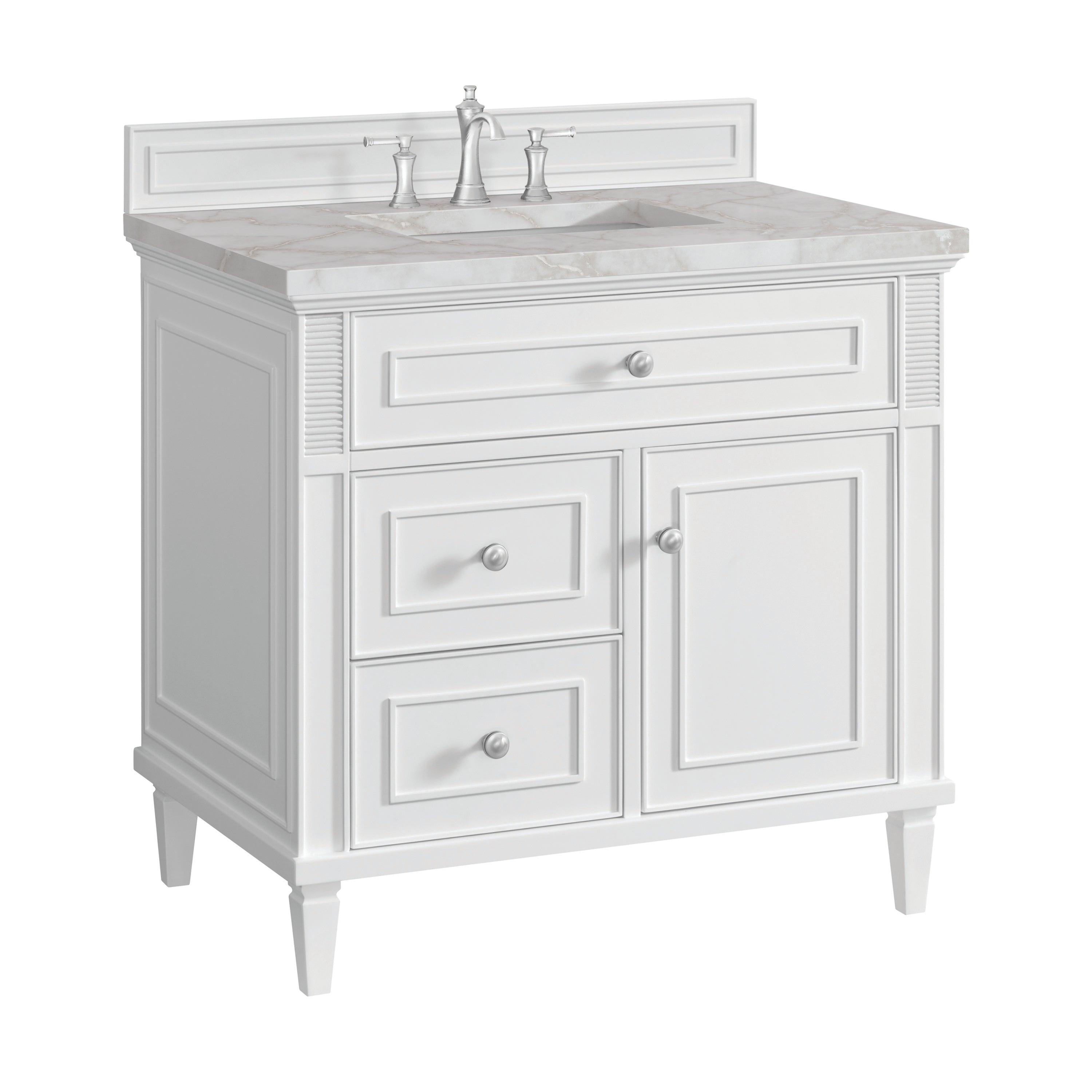 James Martin Lorelai 36" Single Vanity in Bright White with 3cm Countertop