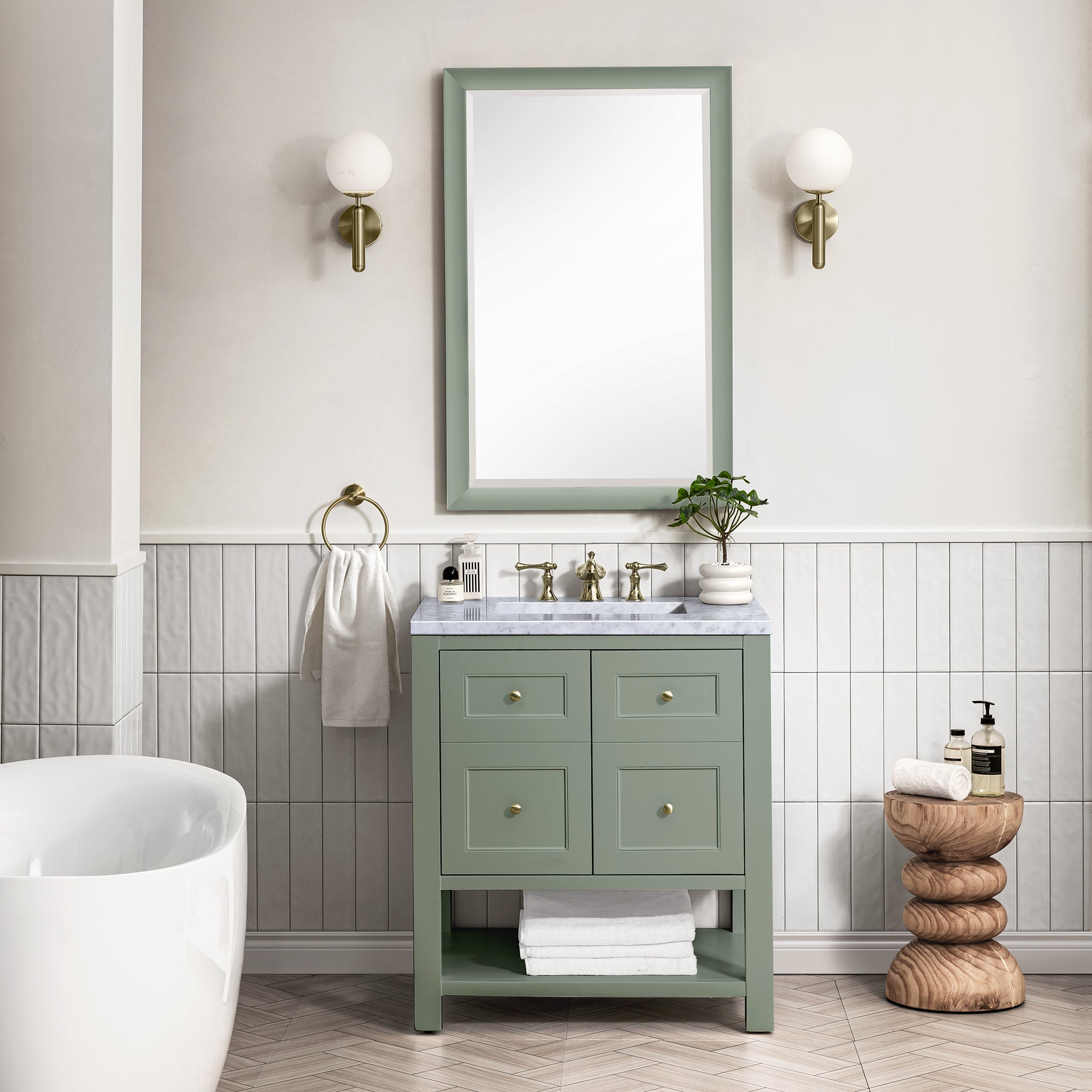 James Martin Breckenridge 30" Single Vanity in Smokey Celadon with 3cm Countertop